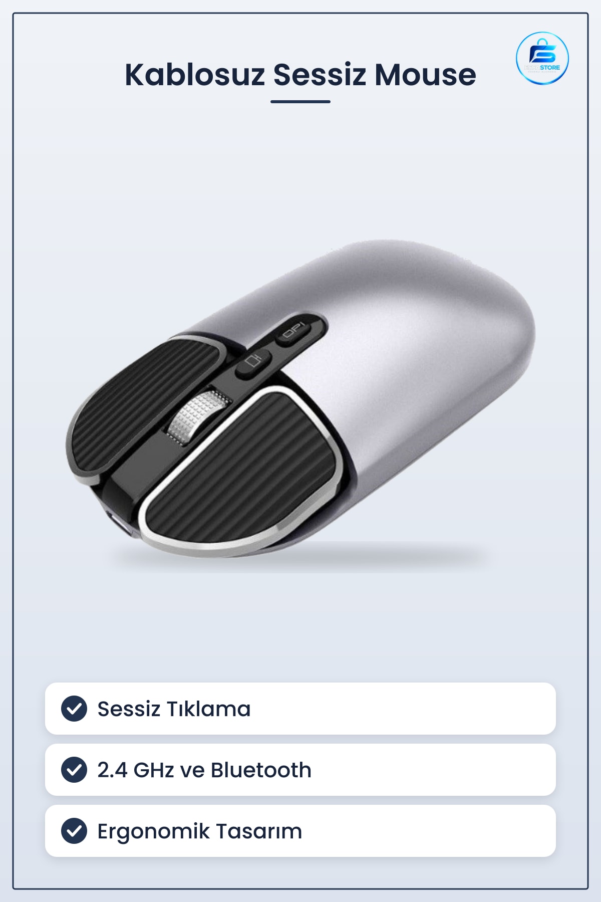 Sessiz Tıklama Kablosuz Optik Mouse Ergonomik Tasarım Hafif Taşınabilir Ofis ve Ev Kullanımı İçin