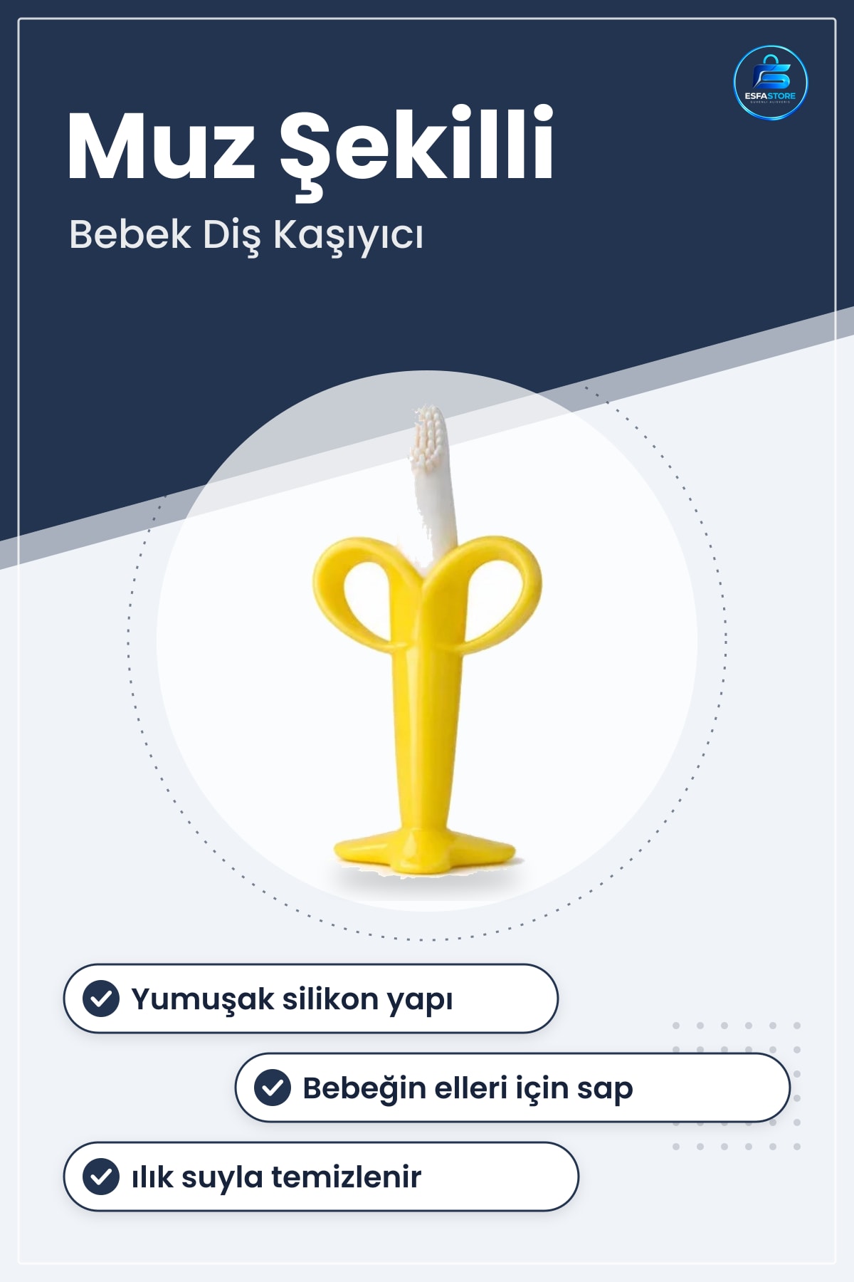 Muz Şekilli Silikon Bebek Diş Kaşıyıcı Çıkarma Oyuncağı Güvenli Yumuşak Ergonomik Tasarım