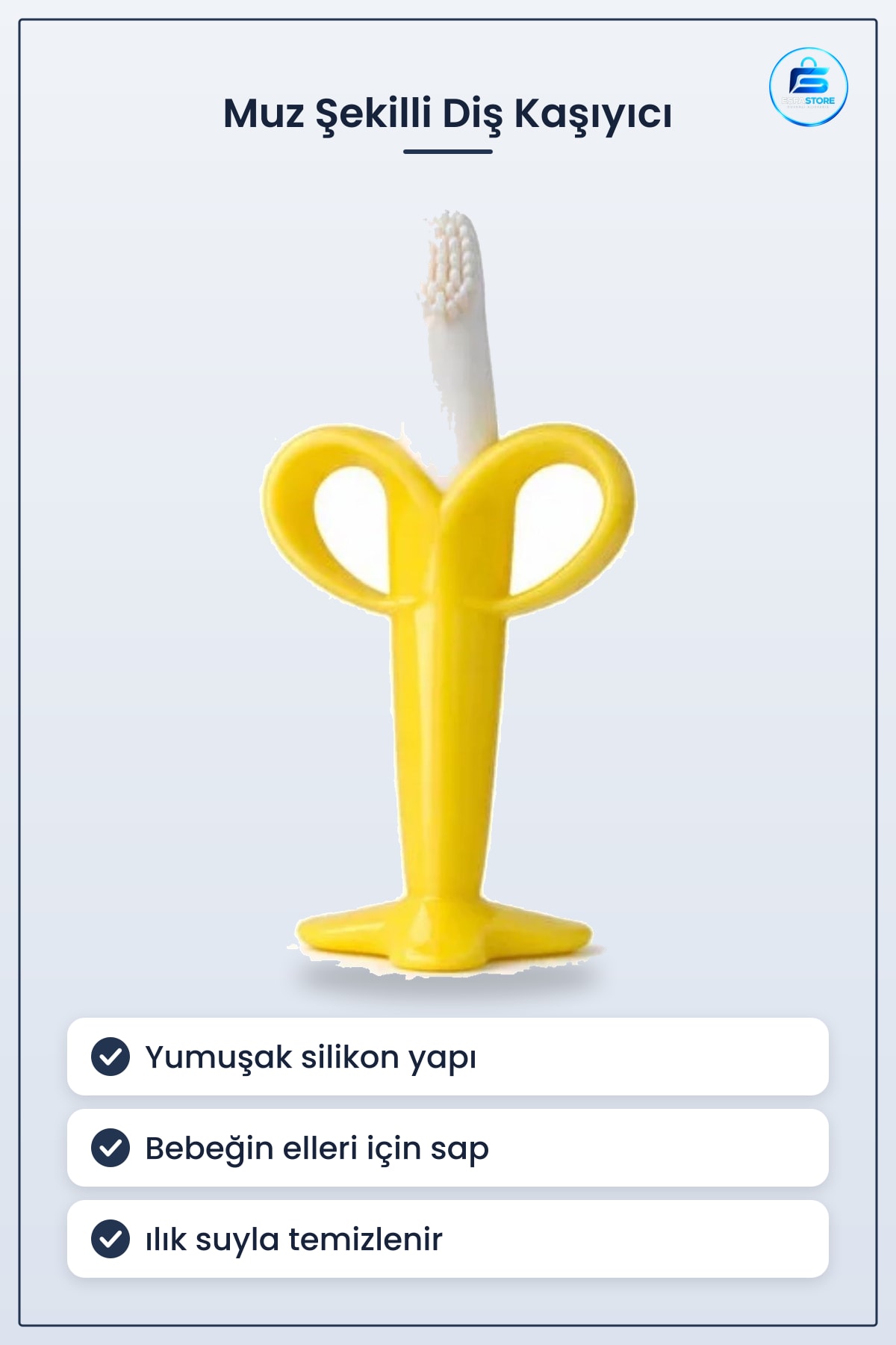 Muz Şekilli Silikon Bebek Diş Kaşıyıcı Çıkarma Oyuncağı Güvenli Yumuşak Ergonomik Tasarım