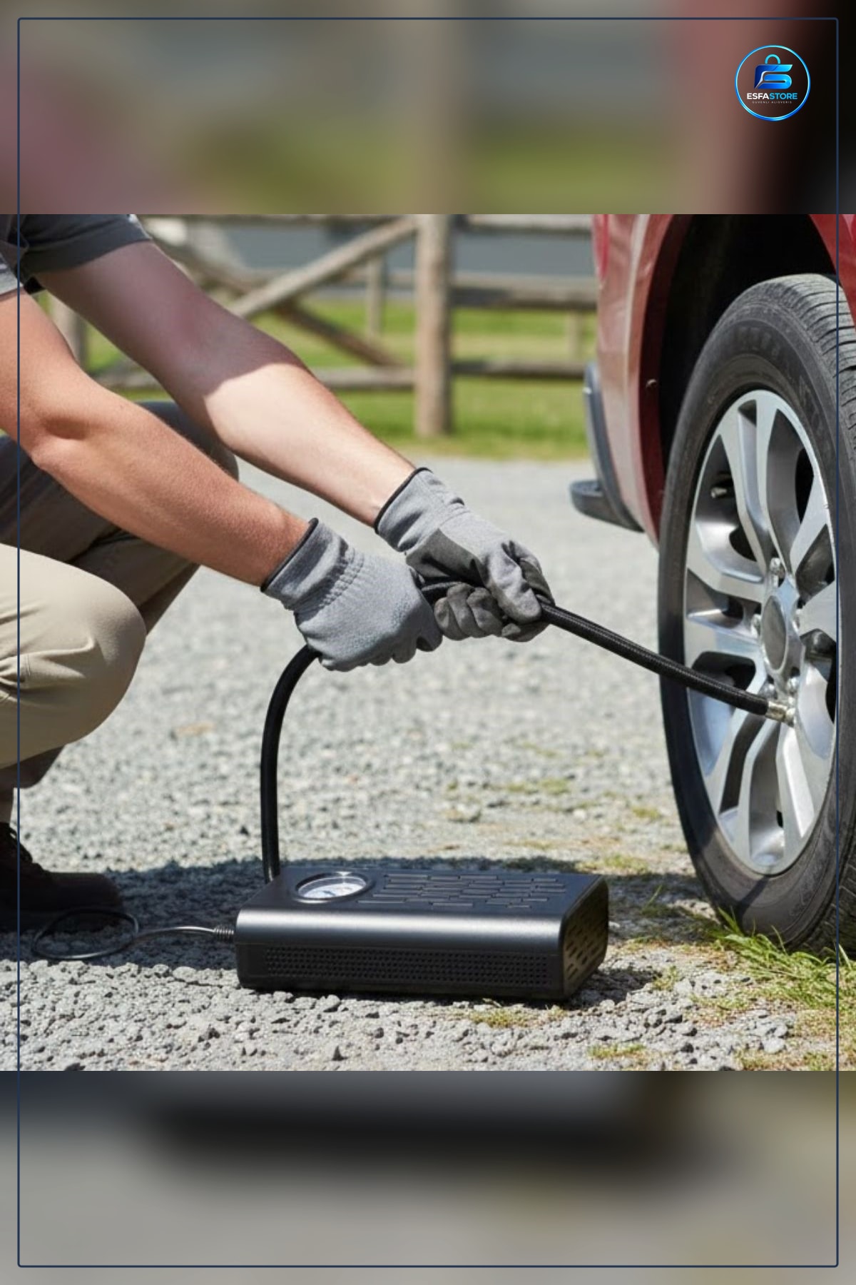 Taşınabilir Akülü Hava Kompresörü Elektrikli Lastik Şişirme Pompası Araç Motosiklet Bisiklet