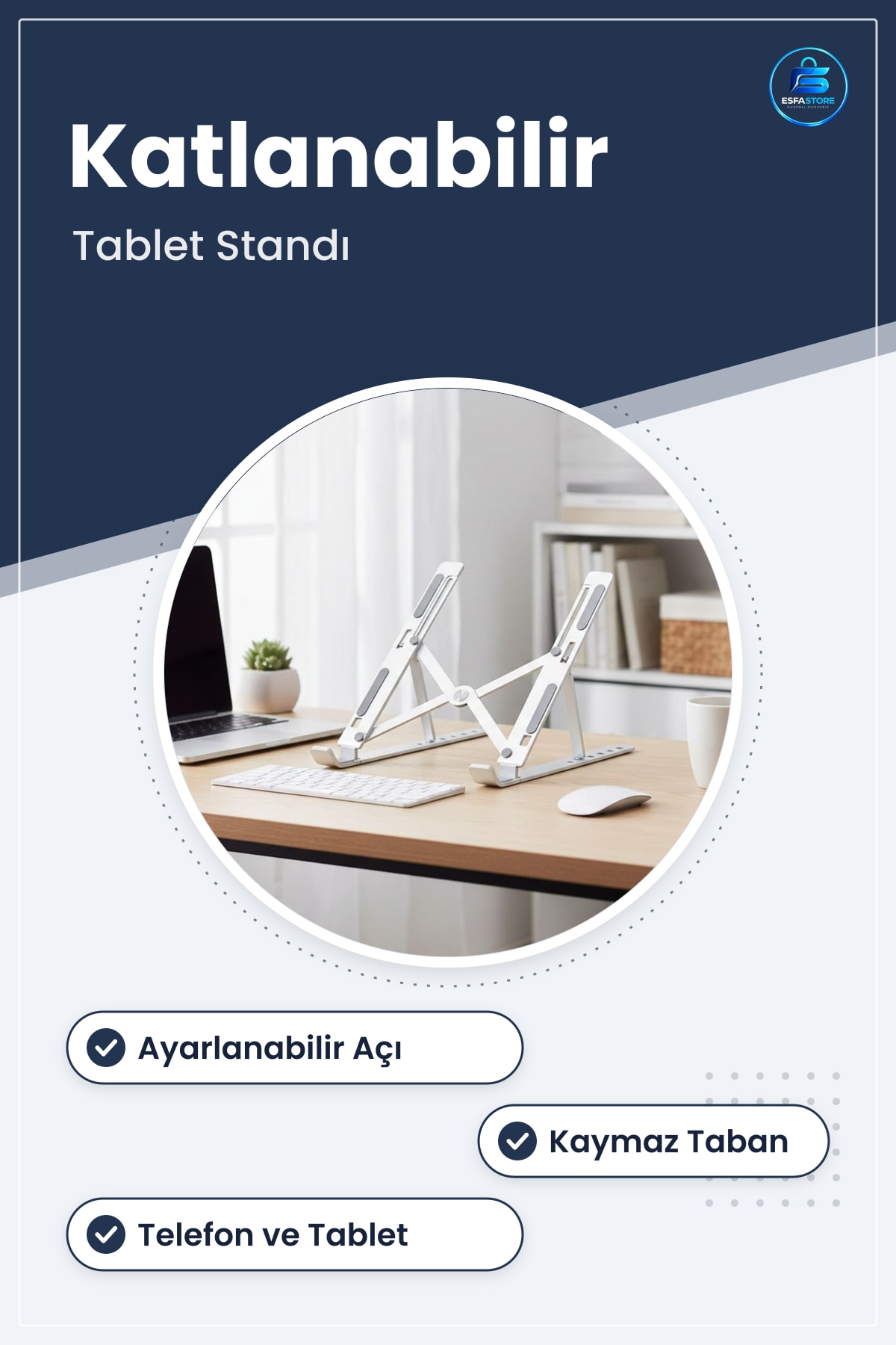 Katlanır Tablet Standı Ayarlanabilir Açılı Taşınabilir Masaüstü Telefon Tutucu Kaymaz Taban