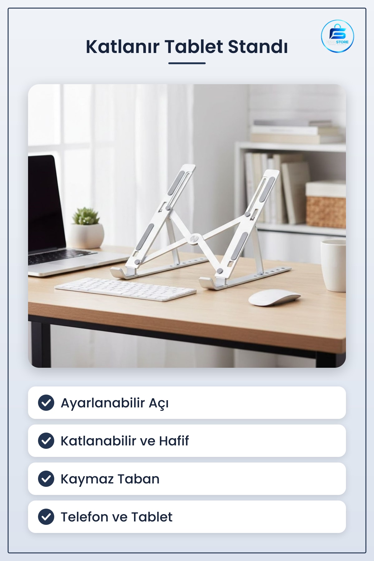 Katlanır Tablet Standı Ayarlanabilir Açılı Taşınabilir Masaüstü Telefon Tutucu Kaymaz Taban