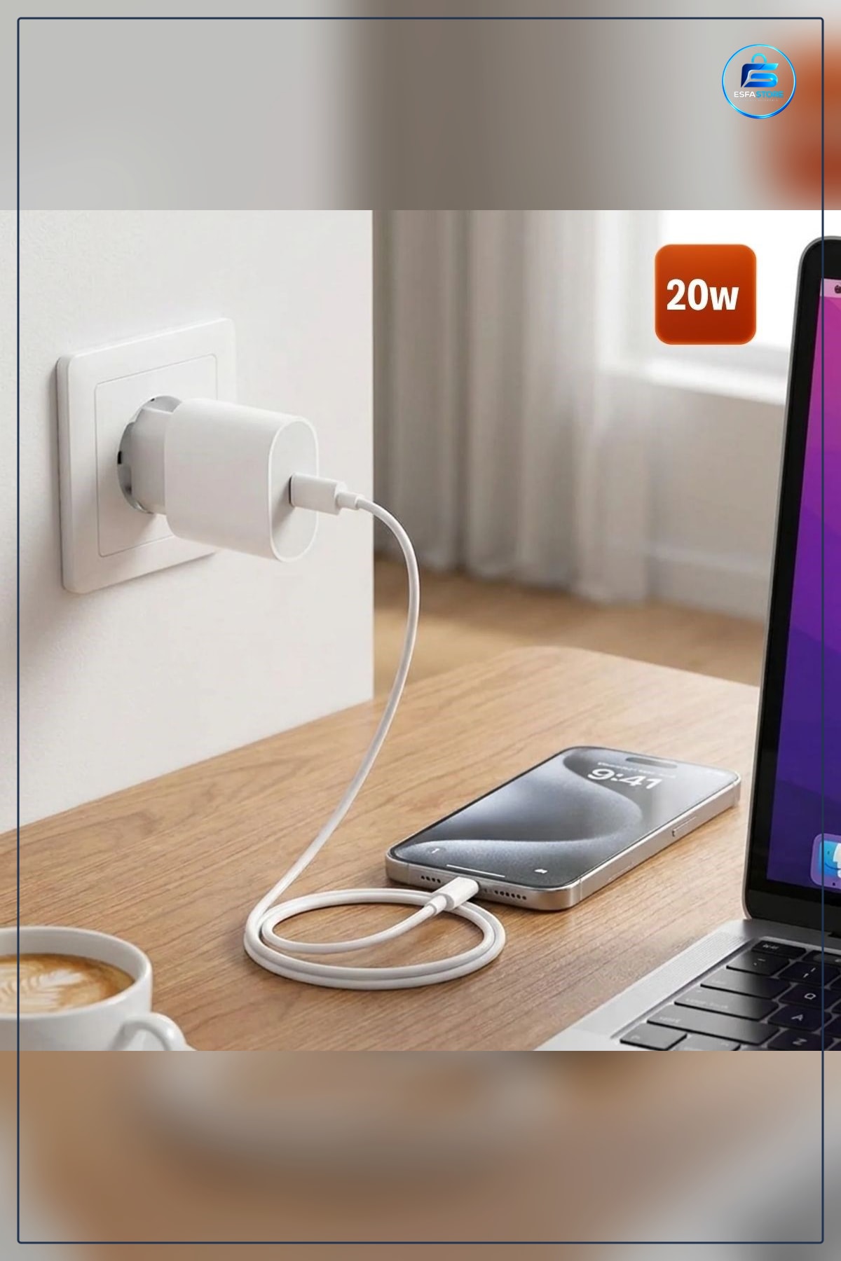 Lightning Kablolu Hızlı Şarj Adaptörü USB C Girişli PD Destekli Kompakt Taşınabilir Seyahat Cihazı