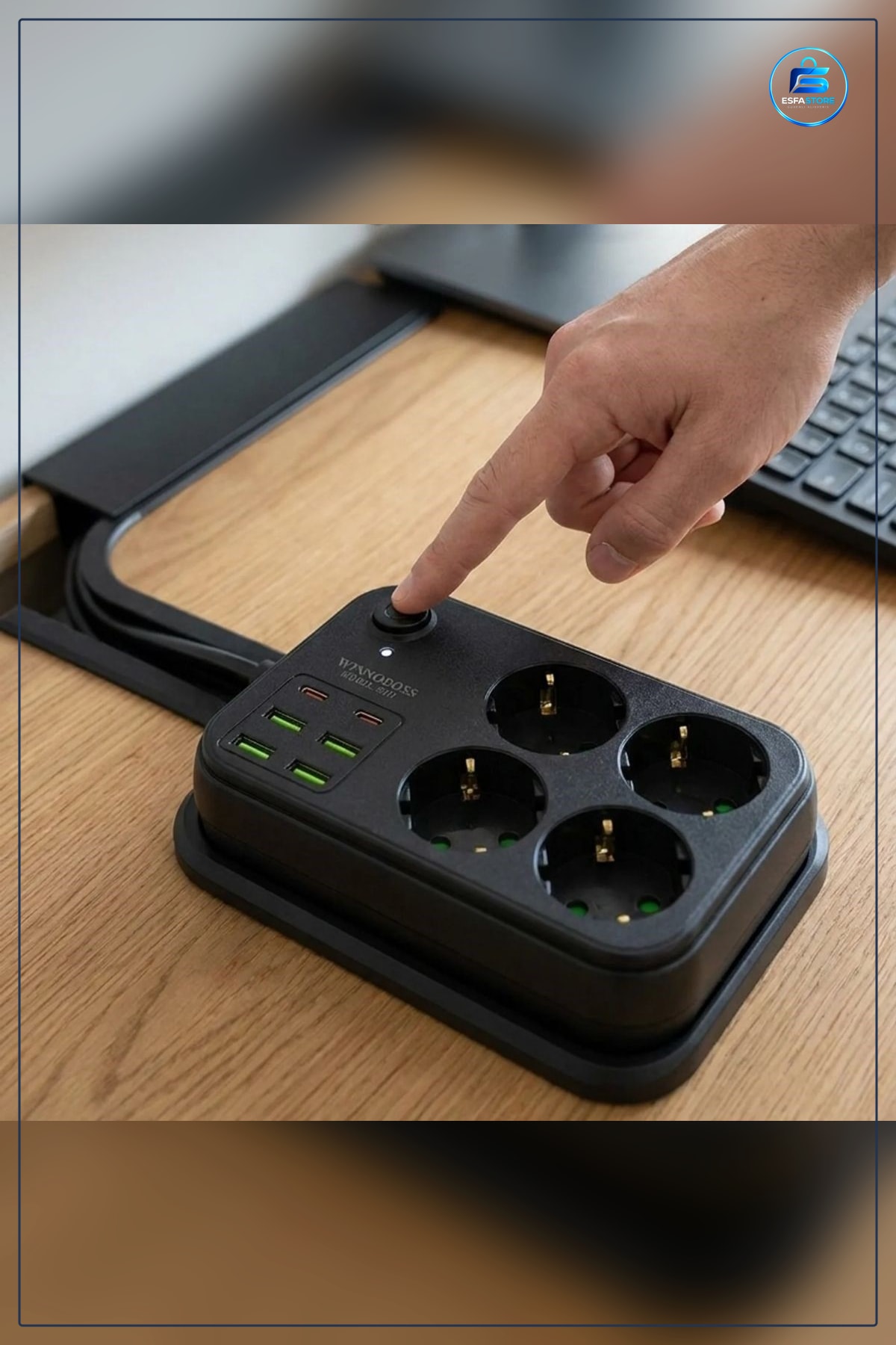 Çoklu Priz Uzatma Kablosu USB Type C Girişli Termal Akım Korumalı Isıya Dayanıklı Çocuk Güvenli