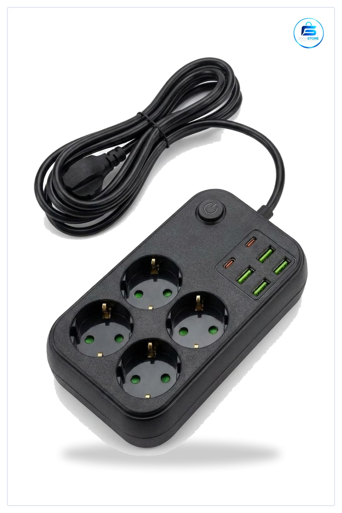 Çoklu Priz Uzatma Kablosu USB Type C Girişli Termal Akım Korumalı Isıya Dayanıklı Çocuk Güvenli
