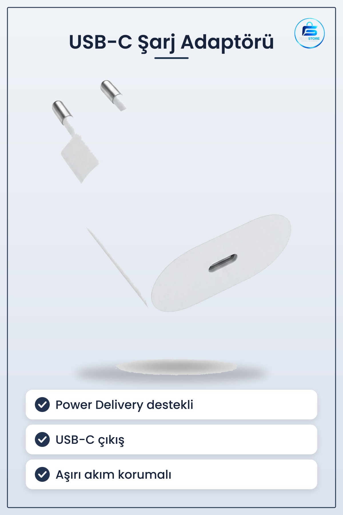 Güvenli Hızlı Adaptör Power Delivery Destekli USB C Kompakt Güç Kaynağı Telefon Şarj Başlığı