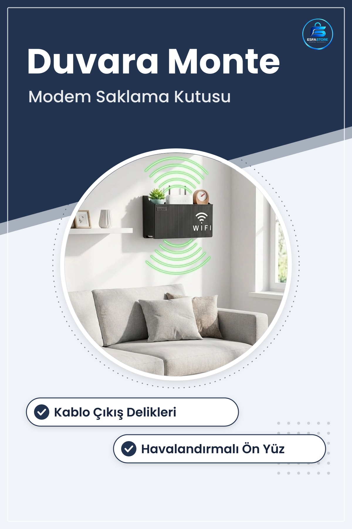 Duvar Tipi WiFi Modem Saklama Kutusu Kablo Düzenleyici Router Raf Organizer Dayanıklı Pratik