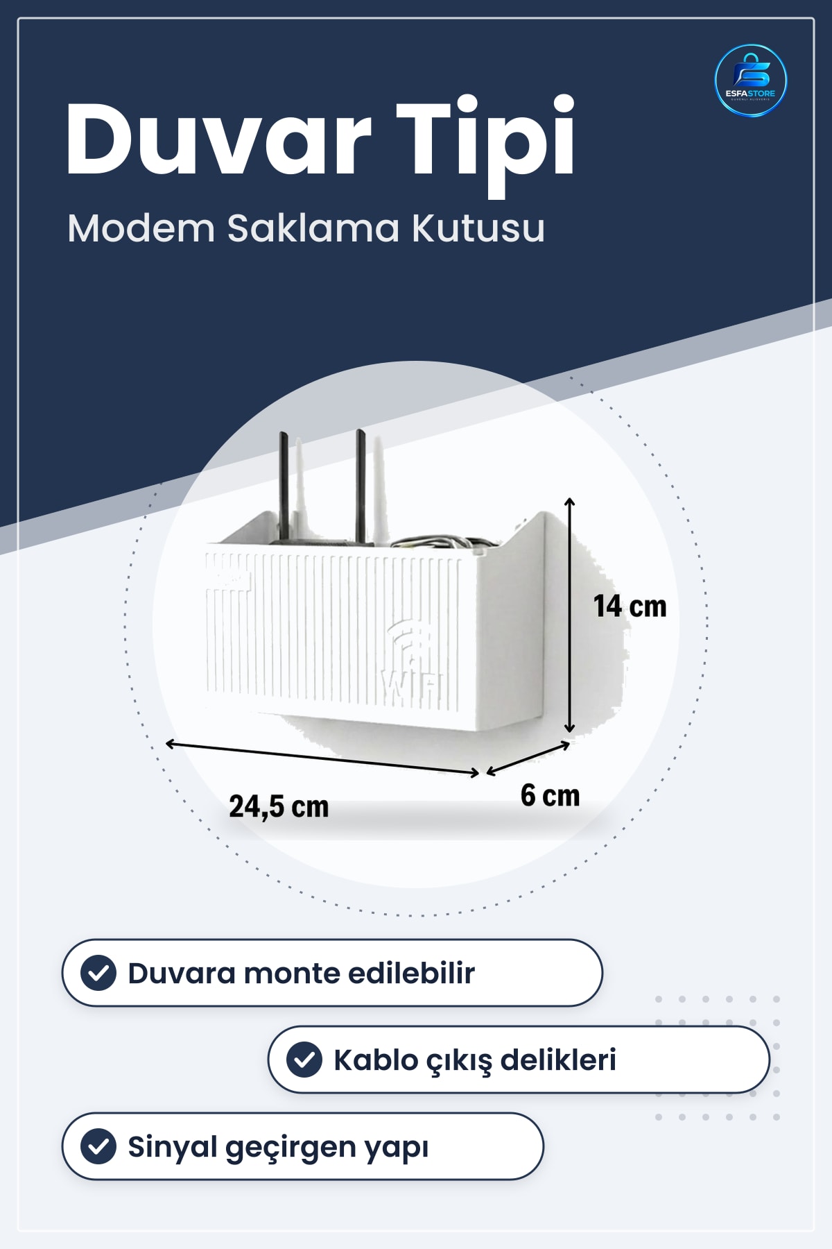 Duvar Tipi WiFi Modem Saklama Kutusu Kablo Düzenleyici Router Raf Organizer Pratik Kullanışlı