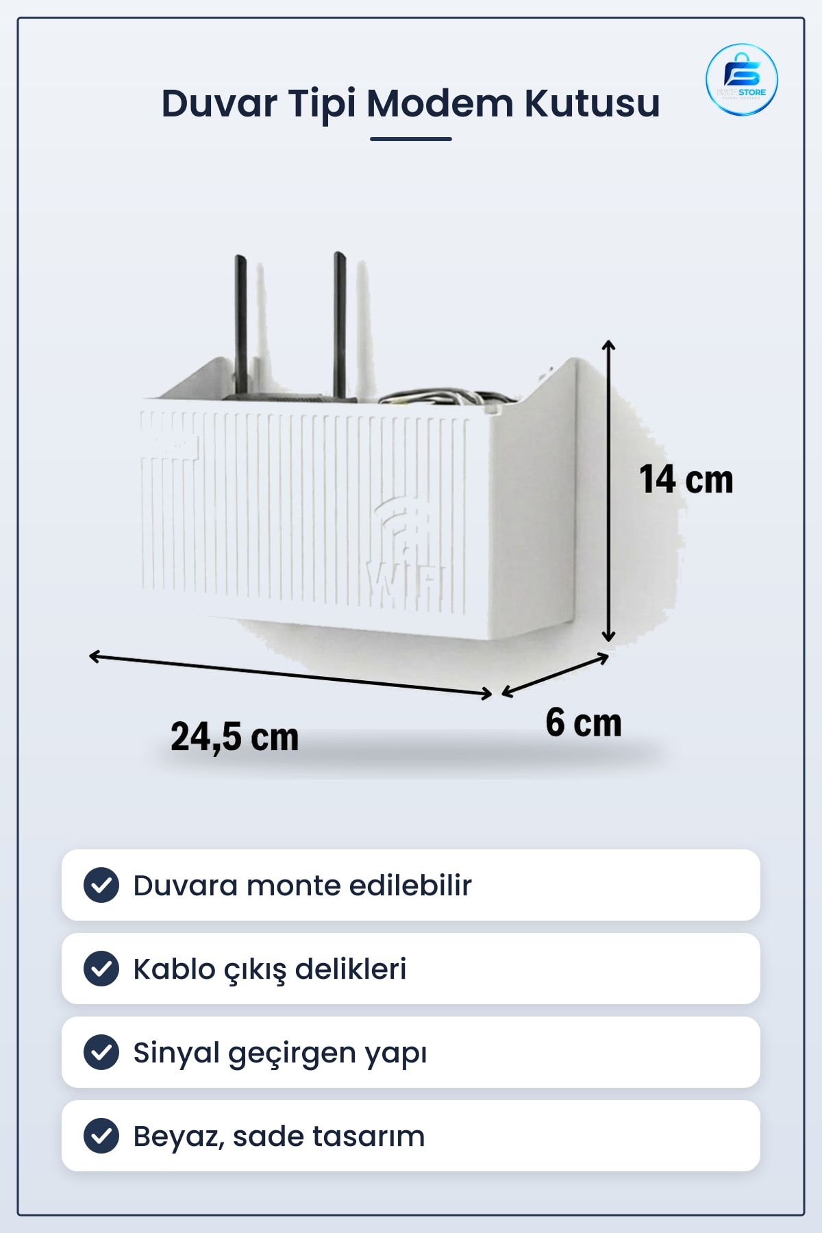 Duvar Tipi WiFi Modem Saklama Kutusu Kablo Düzenleyici Router Raf Organizer Pratik Kullanışlı