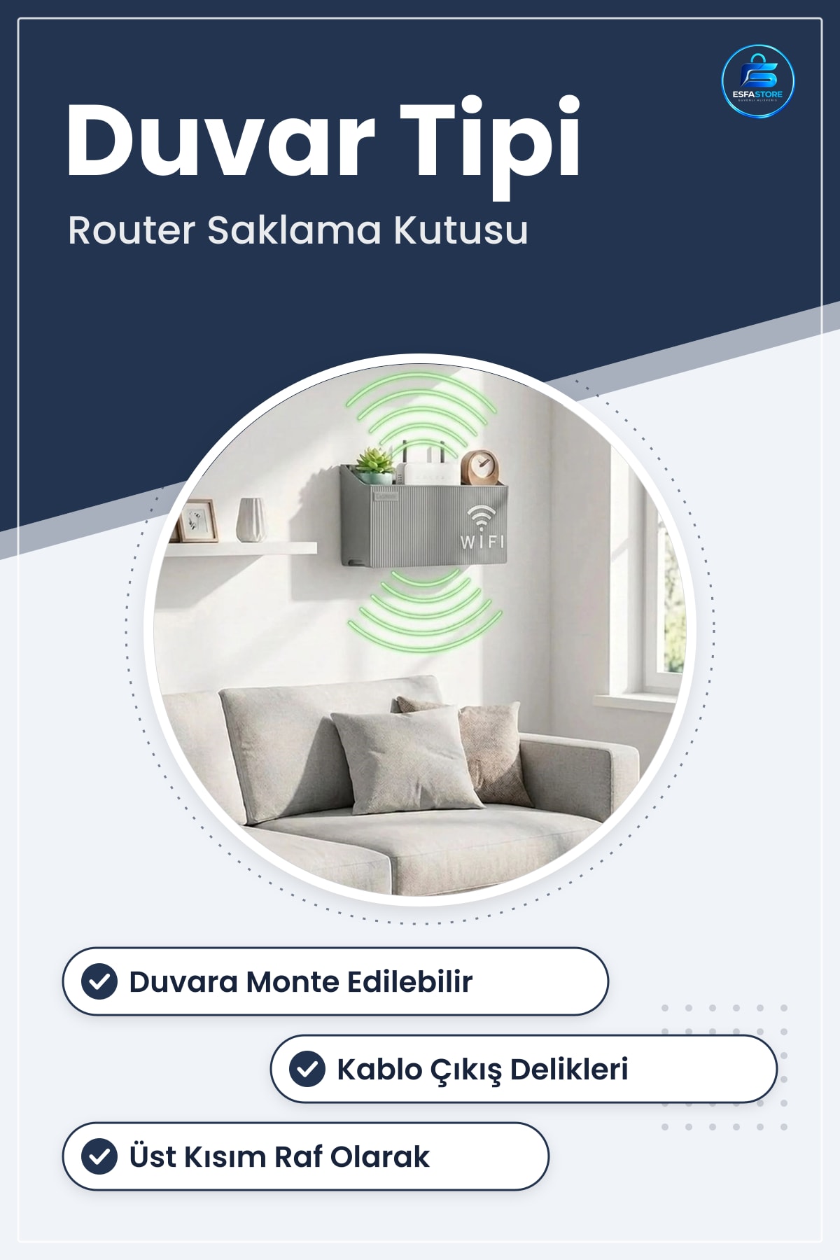 Duvar Tipi WiFi Modem Saklama Kutusu Kablo Düzenleyici Router Raf Organizer Dayanıklı Kullanışlı