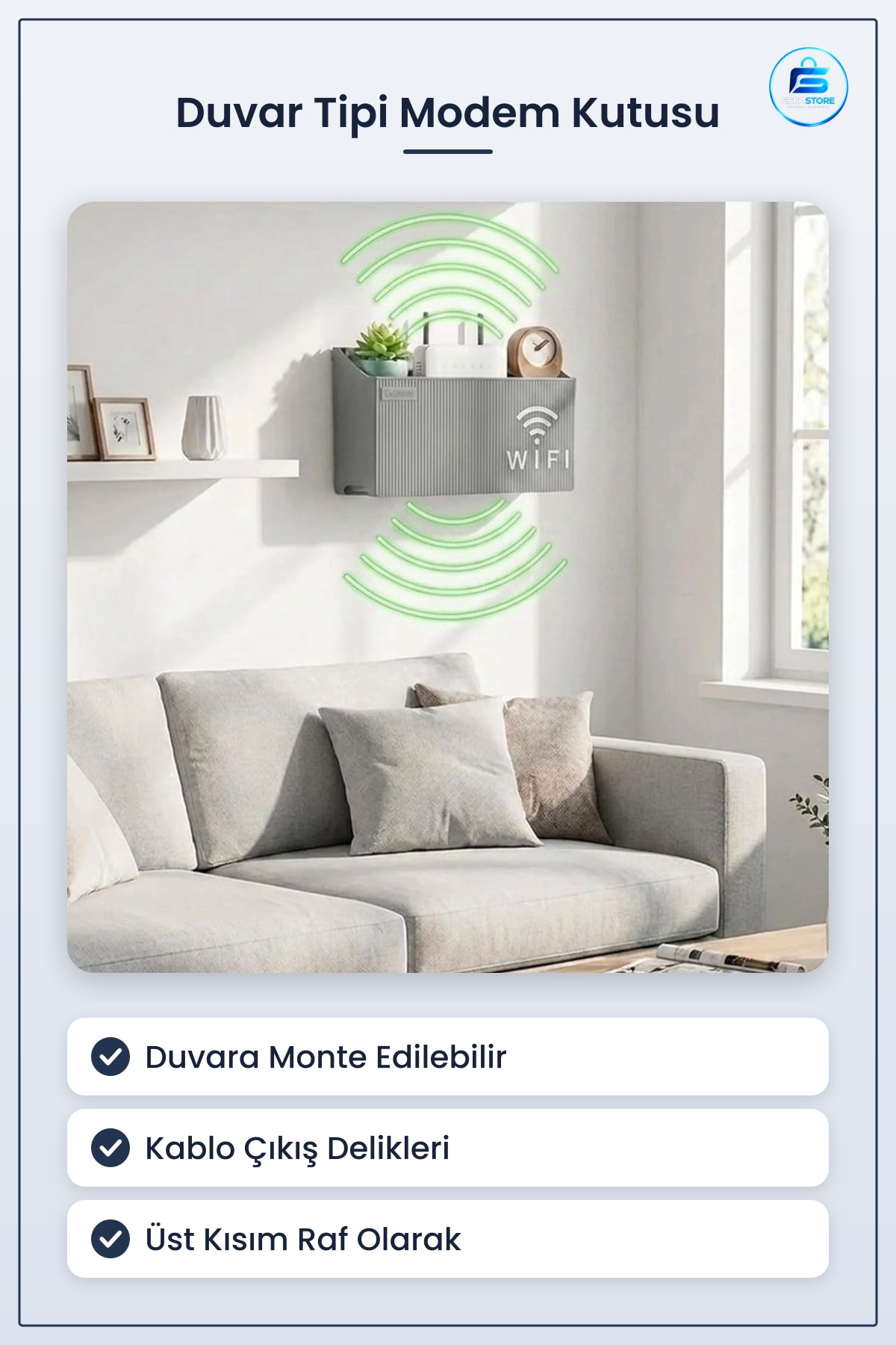 Duvar Tipi WiFi Modem Saklama Kutusu Kablo Düzenleyici Router Raf Organizer Dayanıklı Kullanışlı
