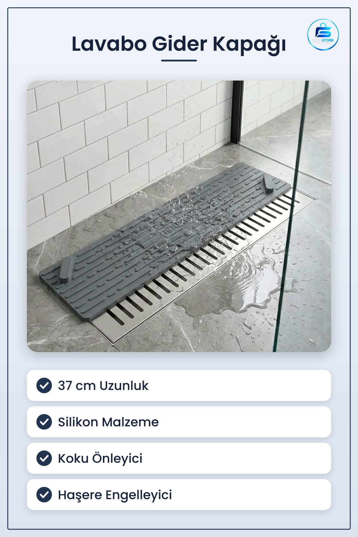 Lavabo Gider Kapağı Silikon Mat Koku Önleyici Haşere Engelleyici Dayanıklı Koruyucu Pratik