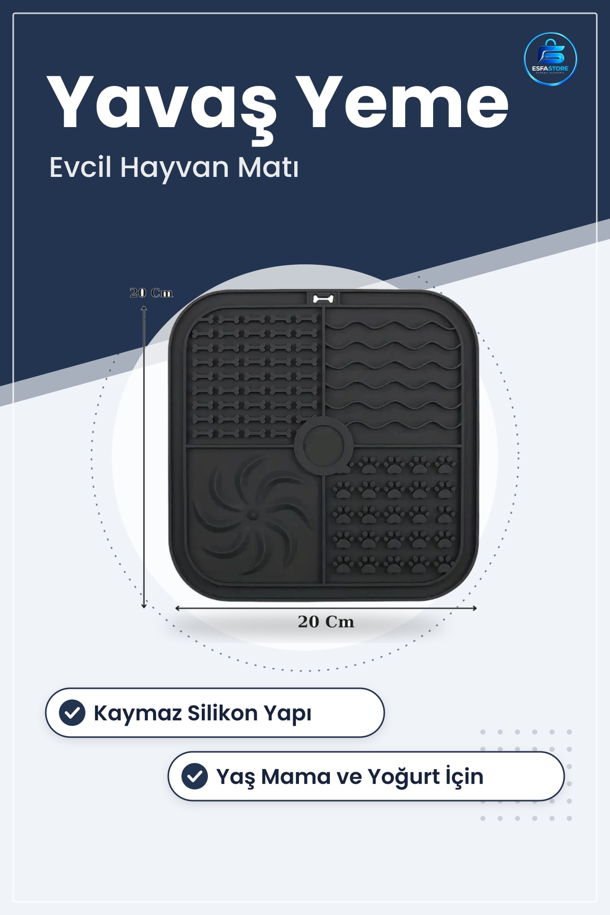 Silikon Köpek ve Kedi Yavaş Yeme Matı Kaymaz Mama Yalama Kabı Evcil Hayvan Beslenme Aksesuarı