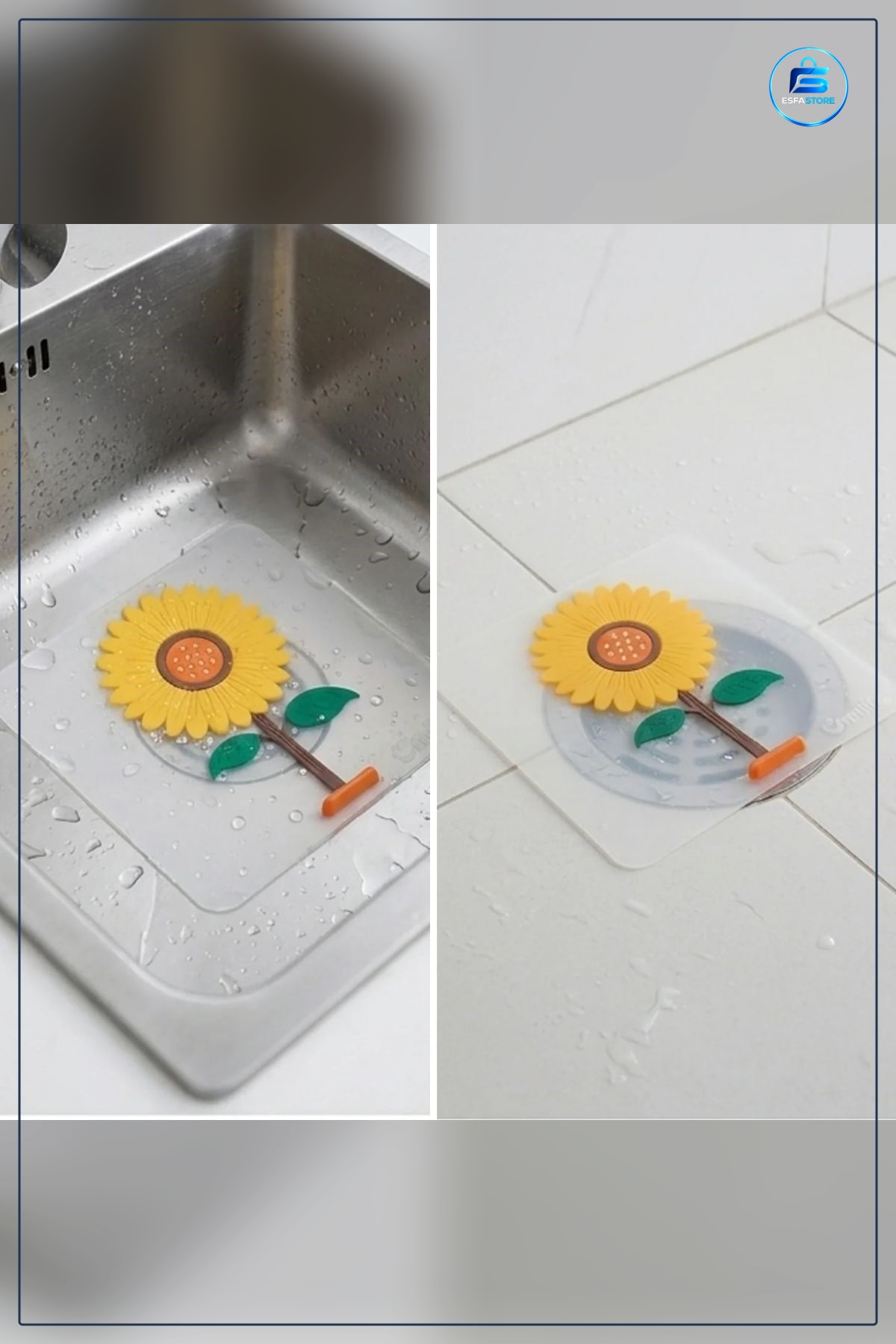 Ayçiçeği Desenli Silikon Lavabo Gider Matı Koku Önleyici Kaymaz Kare Mutfak Banyo Kullanımı
