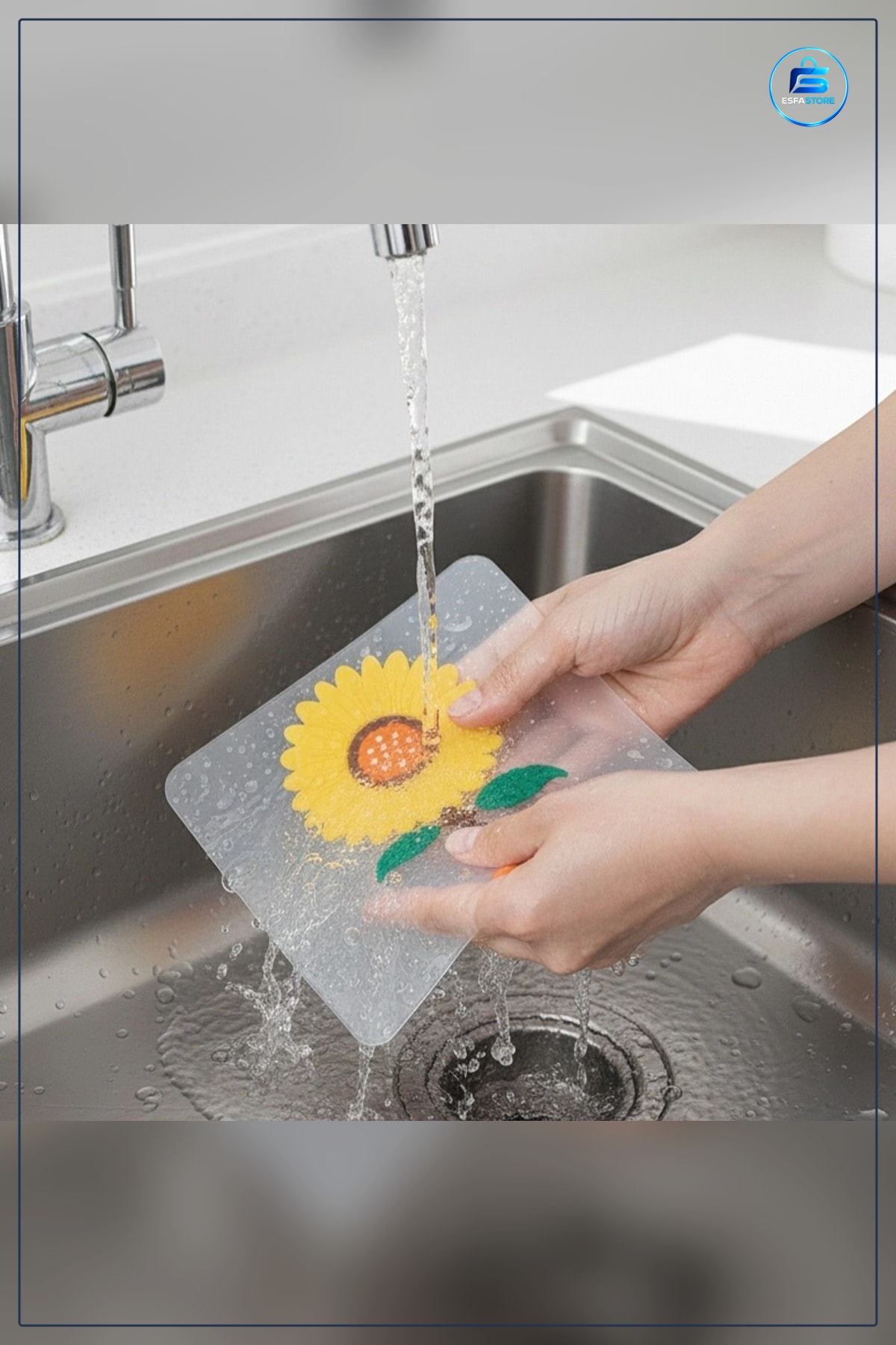 Ayçiçeği Desenli Silikon Lavabo Gider Matı Koku Önleyici Kaymaz Kare Mutfak Banyo Kullanımı