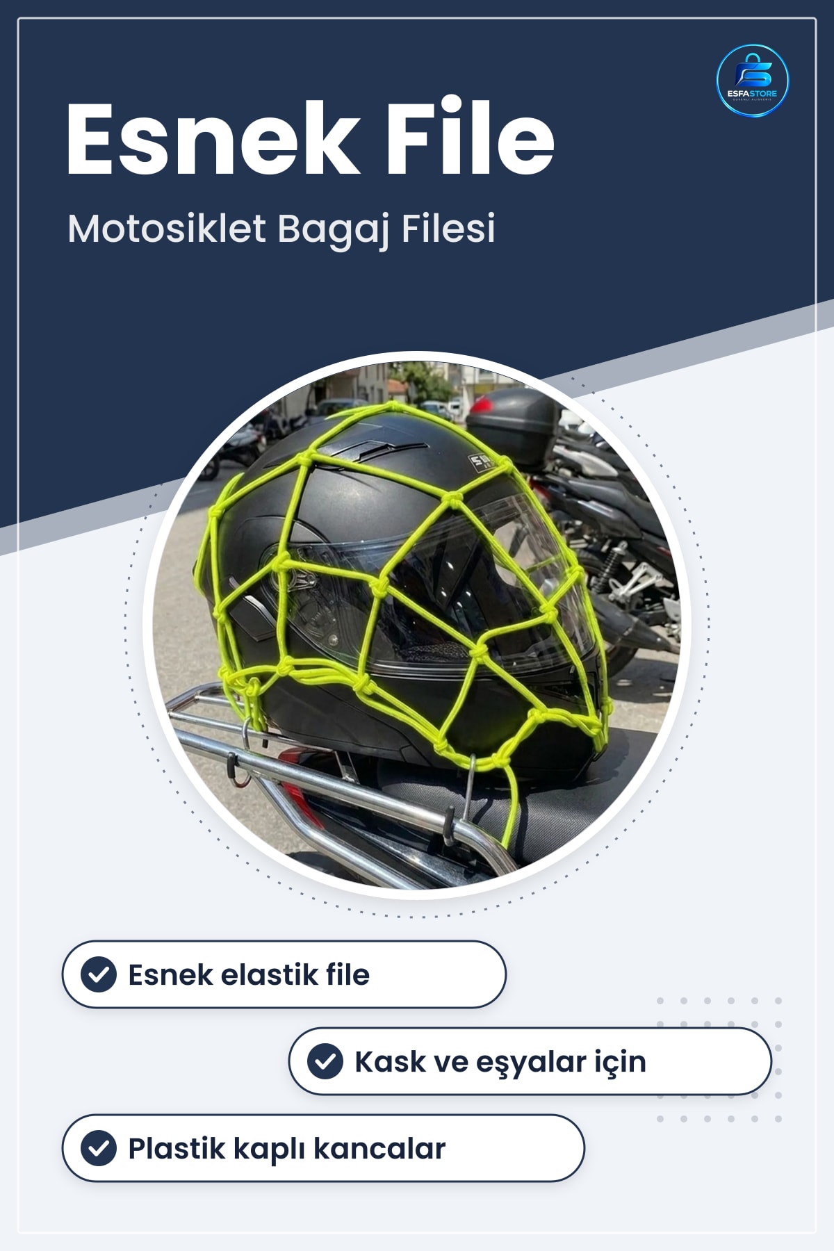 Motosiklet Kask Bagaj Filesi Esnek Plastik Kancalı Taşıma Ağı Sabitleyici Scooter Bisiklet Eşya
