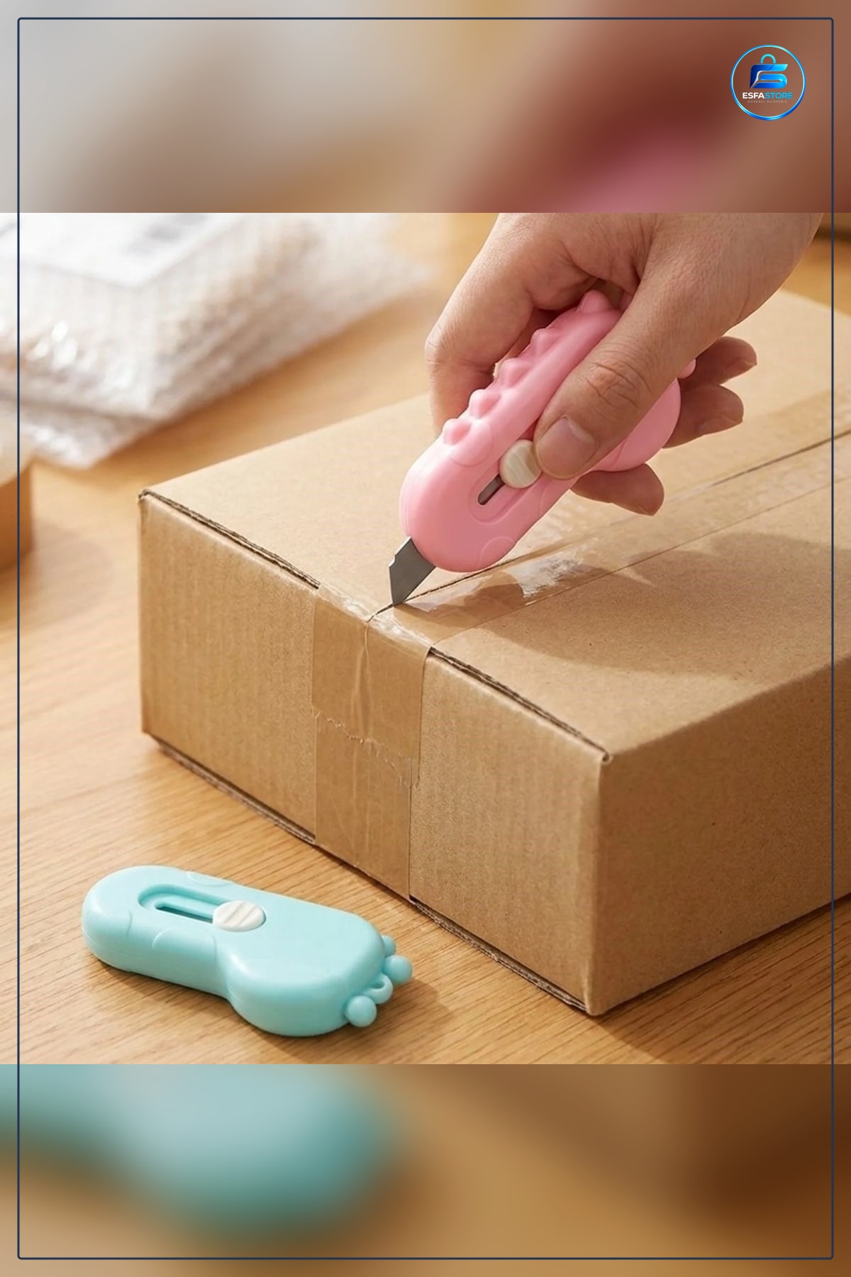 Dinozor Tasarımlı Mini Makas ve Falçata Seti Pratik Kargo Paket Açıcı Aparat Kesici Hediyelik