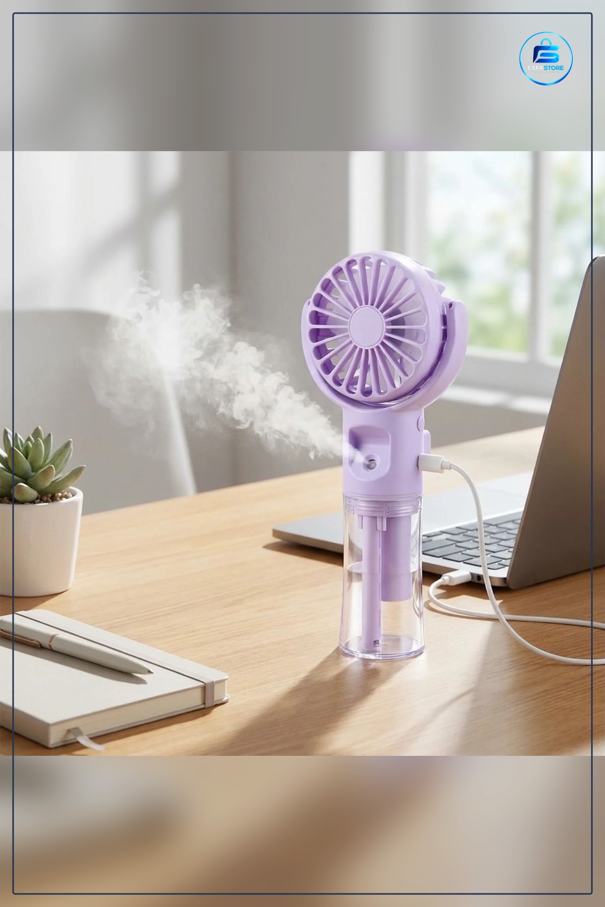 Spreyli El Fanı Boyuna Asılabilir USB Şarjlı Taşınabilir Mini Kademeli Hız Ayarlı Ferahlatıcı