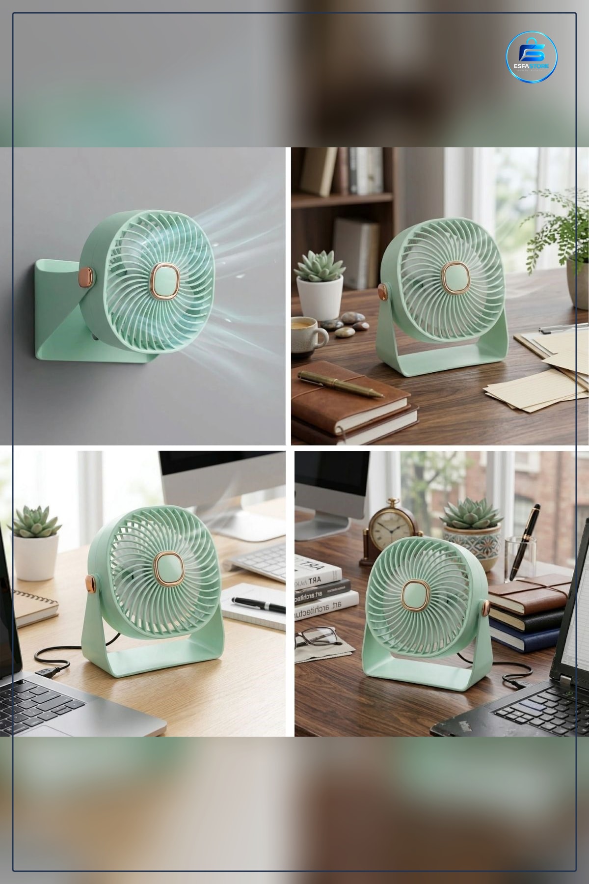 Masaüstü Mini Fan Kademeli Hız Ayarlı Duvara Monte Edilebilir Kaydırmaz Pedli Standlı Taşınabilir