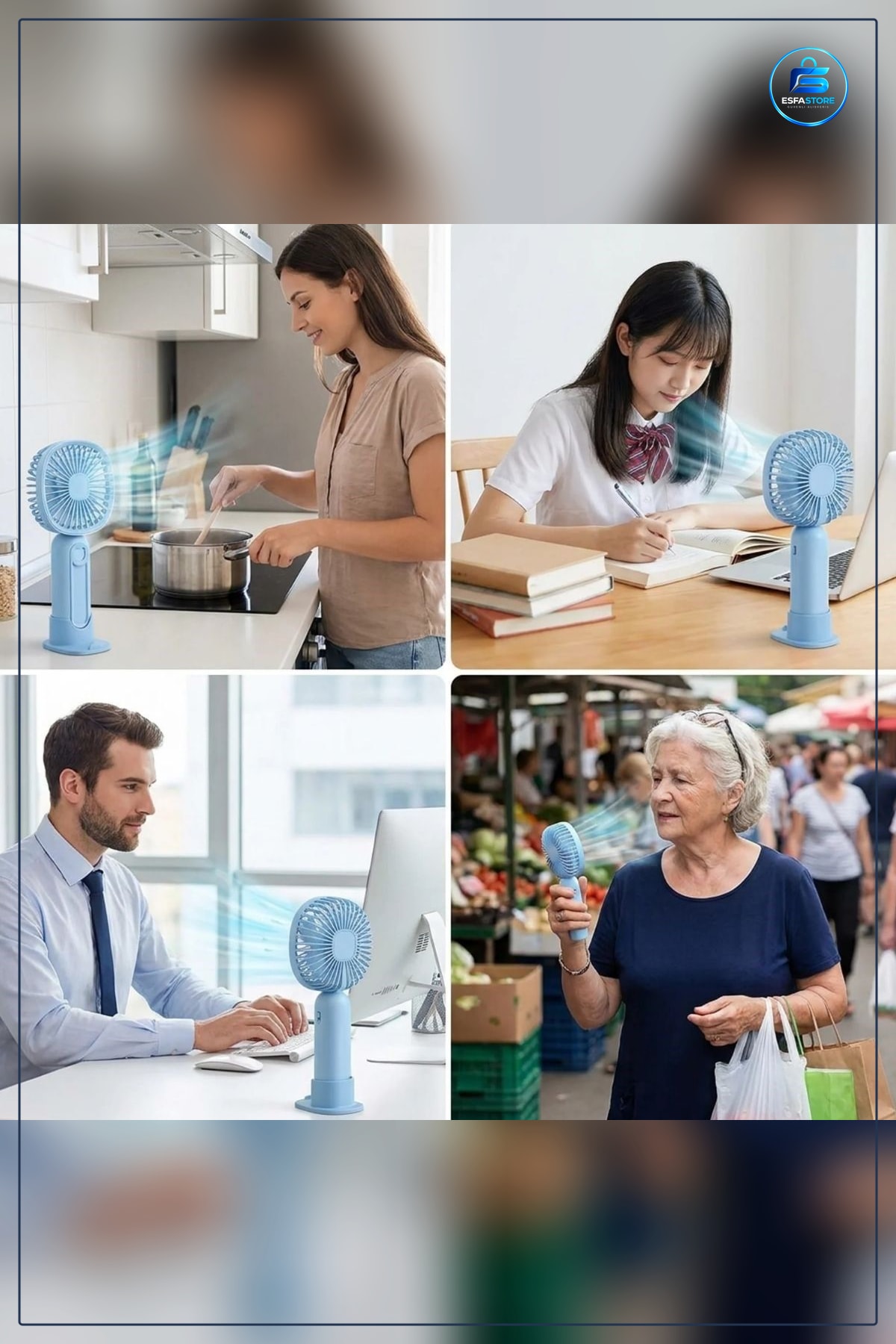 Mini Fan Telefon Tutuculu Standlı Ayı Figürlü Masaüstü El Fanı Taşınabilir Kademeli Pratik Hediyelik