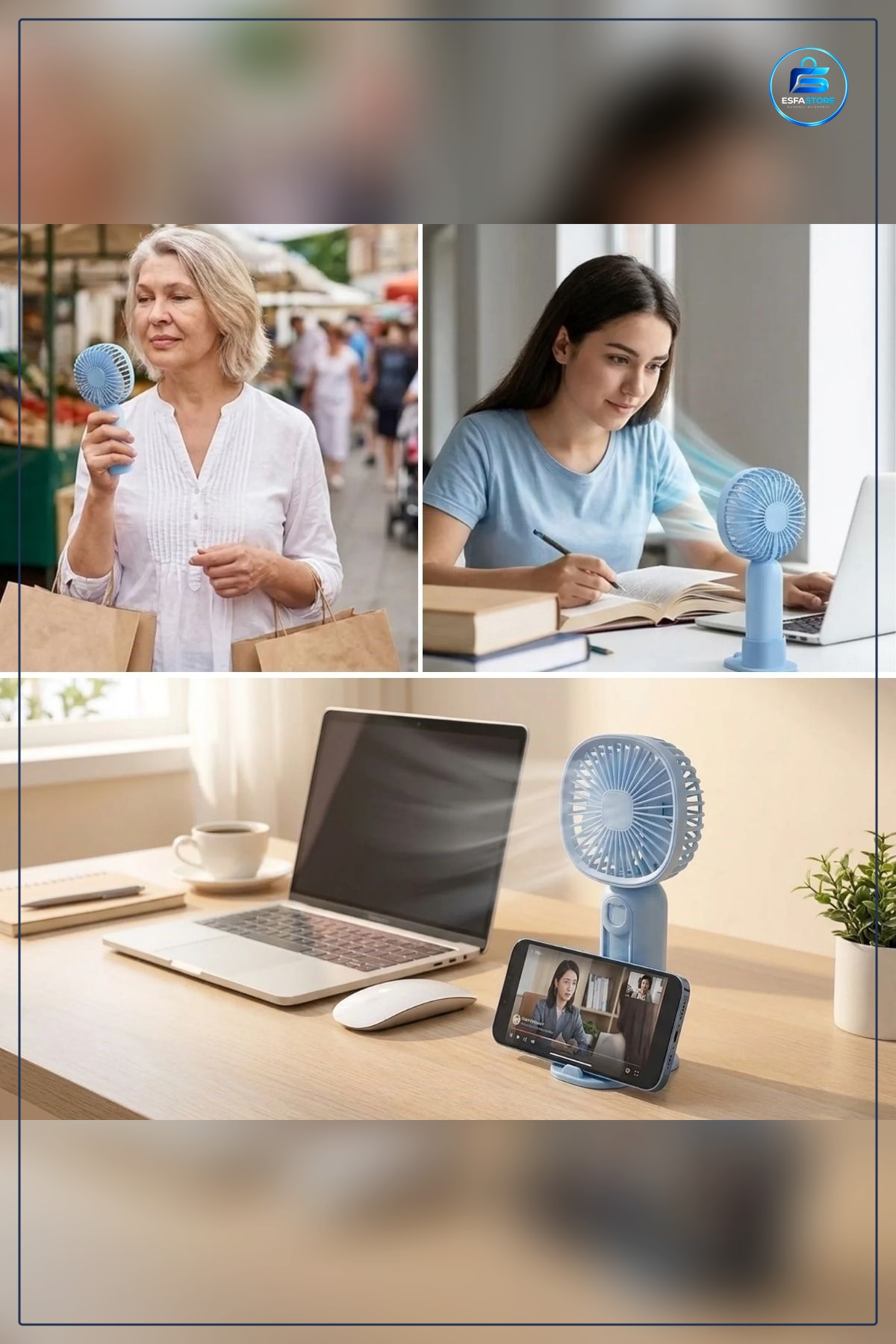 Mini Fan Telefon Tutuculu Standlı Ayı Figürlü Masaüstü El Fanı Taşınabilir Kademeli Pratik Hediyelik