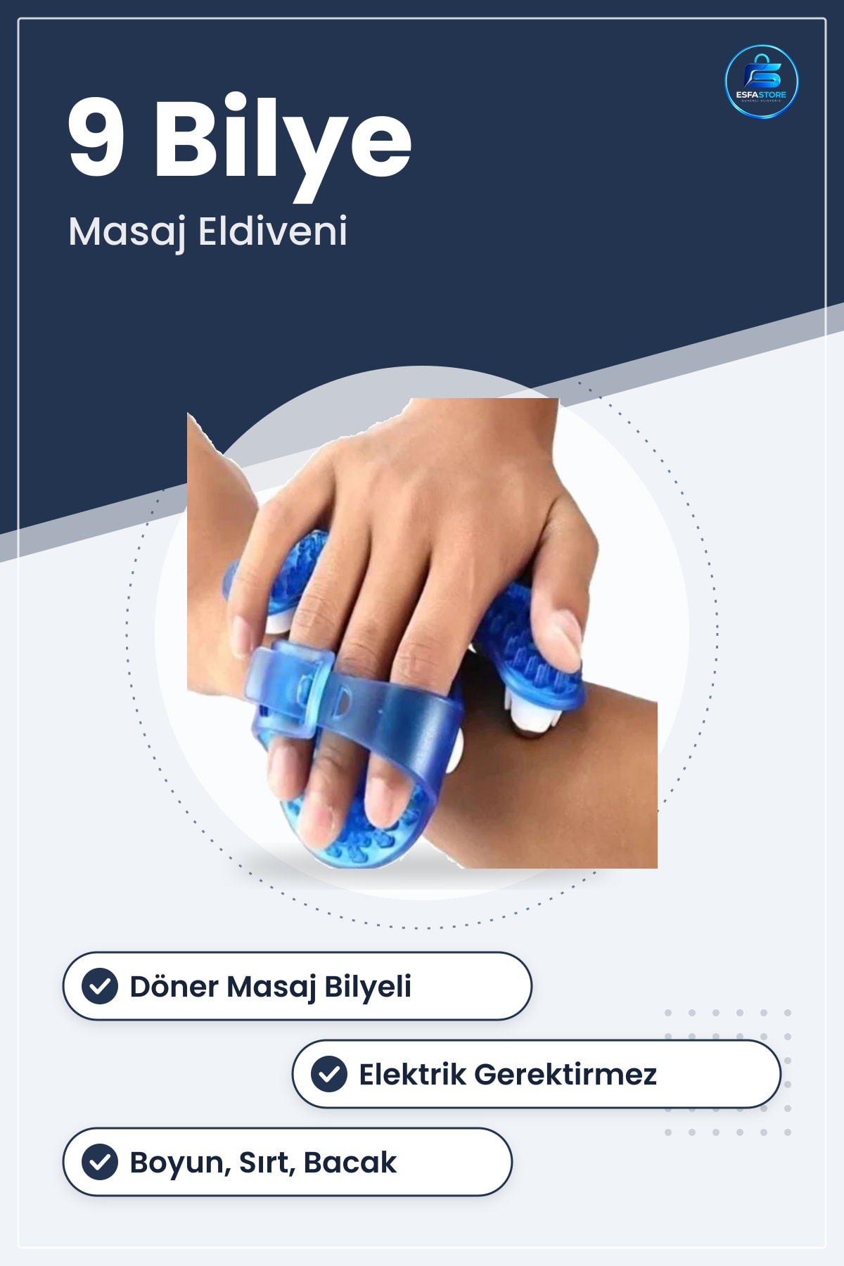 Döner Bilyeli Vücut Masaj Eldiveni Boyun Omuz Sırt Bacak Kalça Bakımı Manuel Taşınabilir Pratik