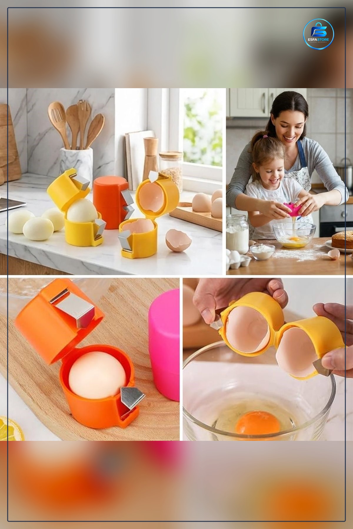 Pratik Yumurta Kırıcı Aparatı Hijyenik Mutfak Yardımcısı Ergonomik Tek Hamlede Kolay Kullanım