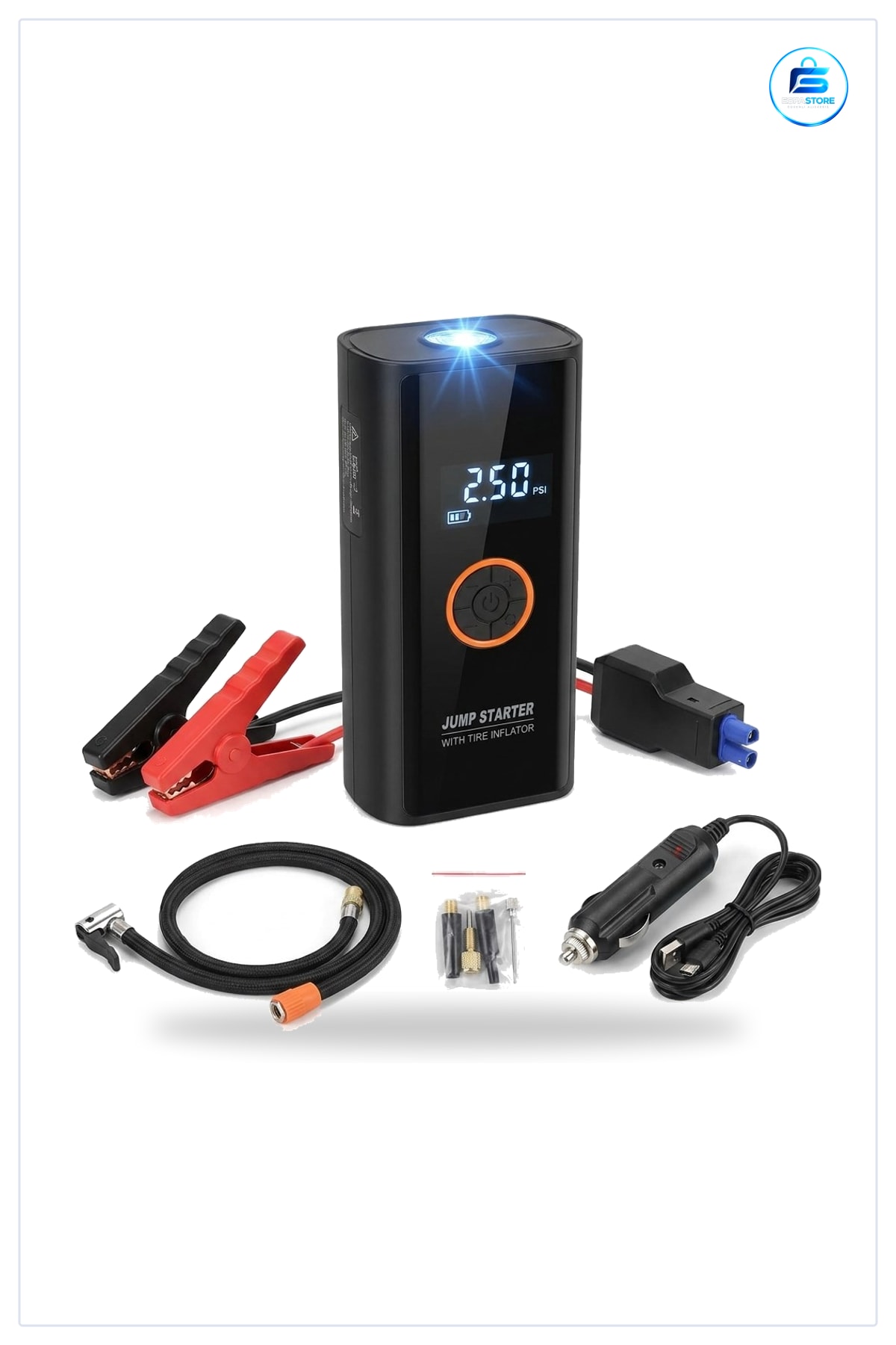 Akü Takviye Cihazı Lastik Şışirme Pompası Powerbank Özellikli SOS Fenerli Ekranlı Kompresör