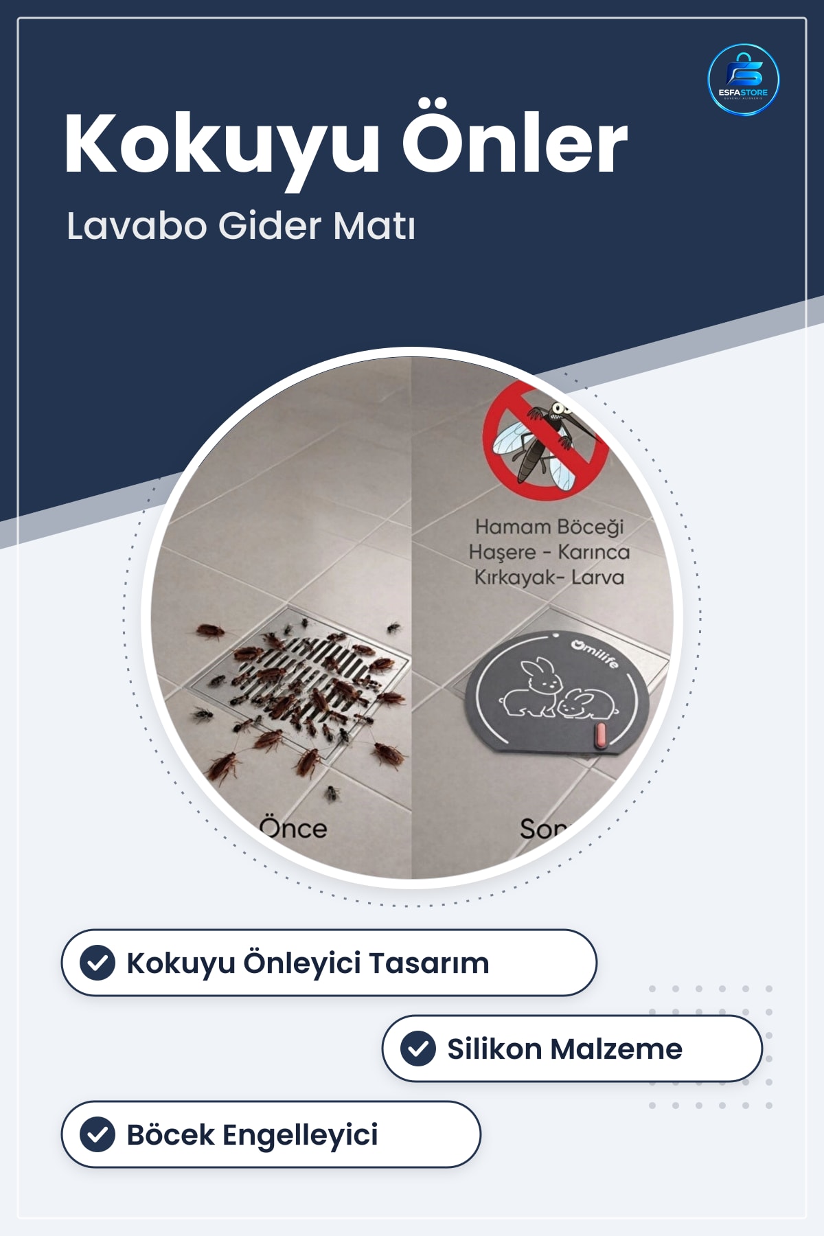 Tavşan Desenli Silikon Koku Önleyici Gider Mat Böcek Engelleyici Lavabo Kapağı Dayanıklı Pratik