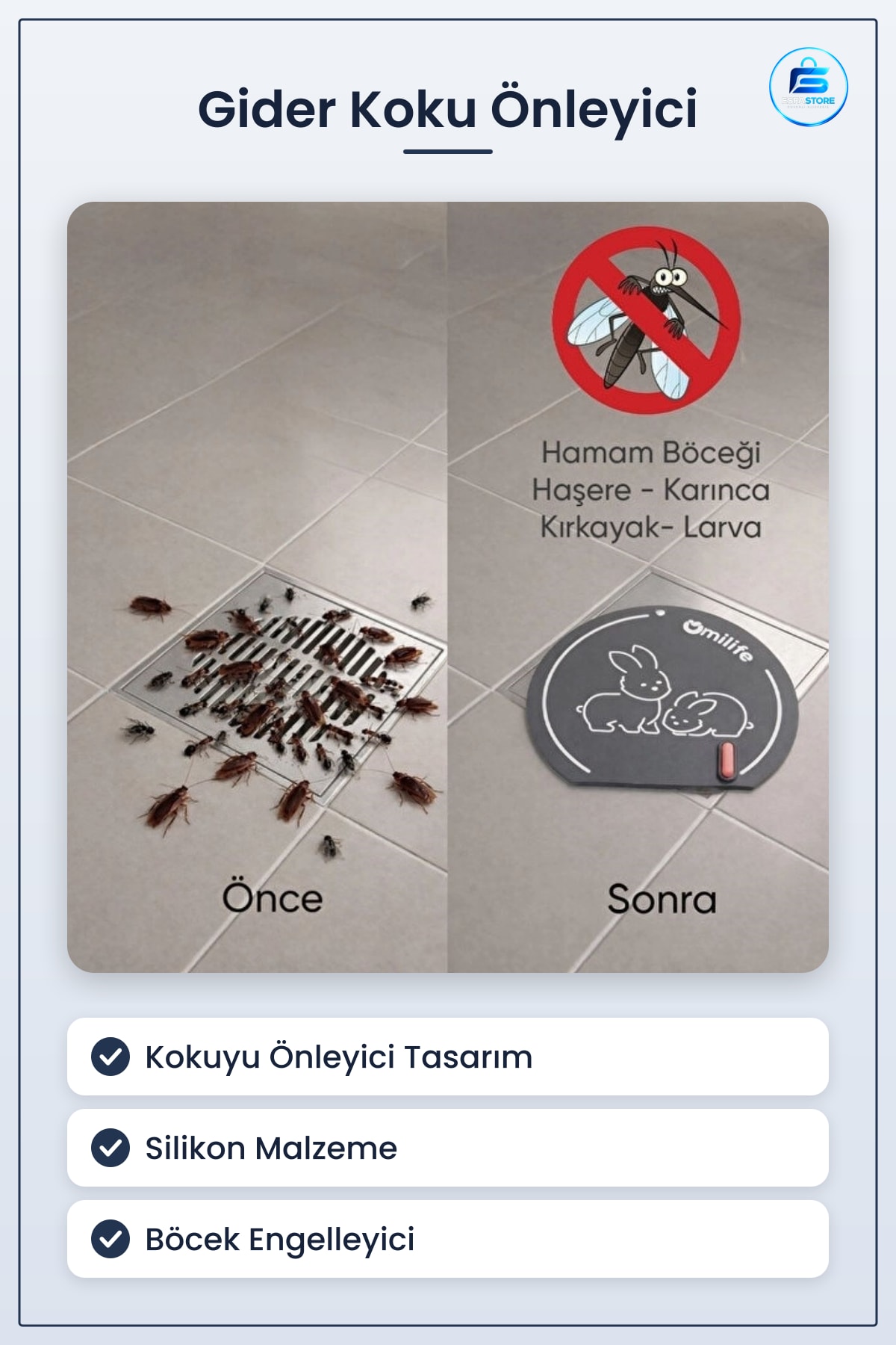 Tavşan Desenli Silikon Koku Önleyici Gider Mat Böcek Engelleyici Lavabo Kapağı Dayanıklı Pratik