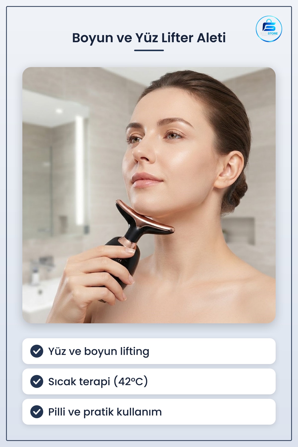 Pilli Yüz ve Boyun Lifter Masaj Aleti Jawline Belirginleştirici Cilt Sıkılaştırıcı Bakım Cihazı