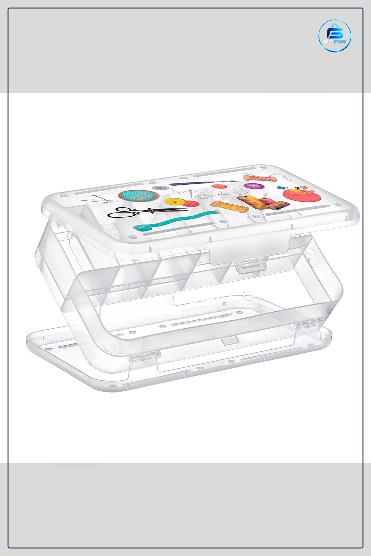 Dikiş Kutusu Çift Taraflı Bölmeli Hobi Organizer Plastik Malzeme Saklama Kabı Çok Katlı Pratik
