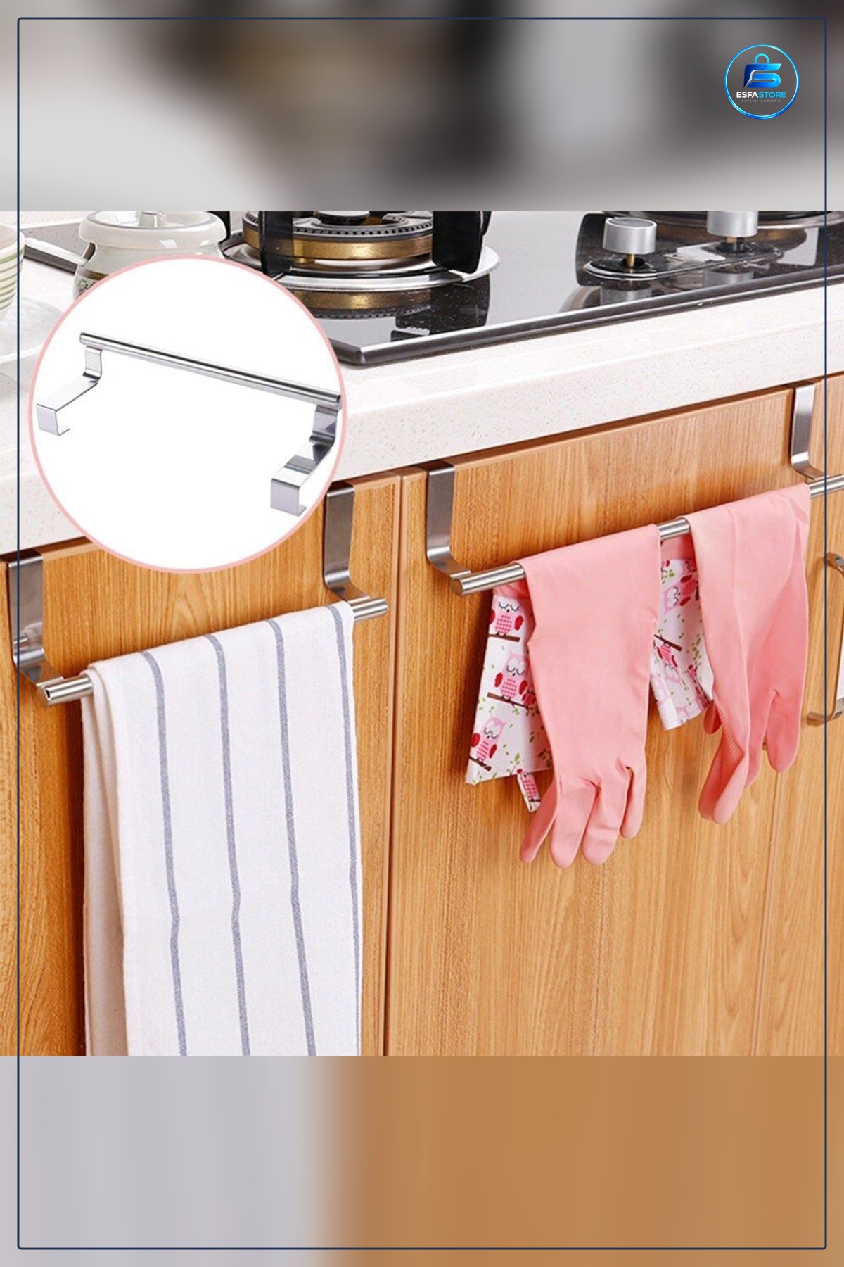Dolap Kapağı Havlu Askılığı Paslanmaz Metal 33 cm Genişlik 9 En Mutfak ve Banyo Kullanımı