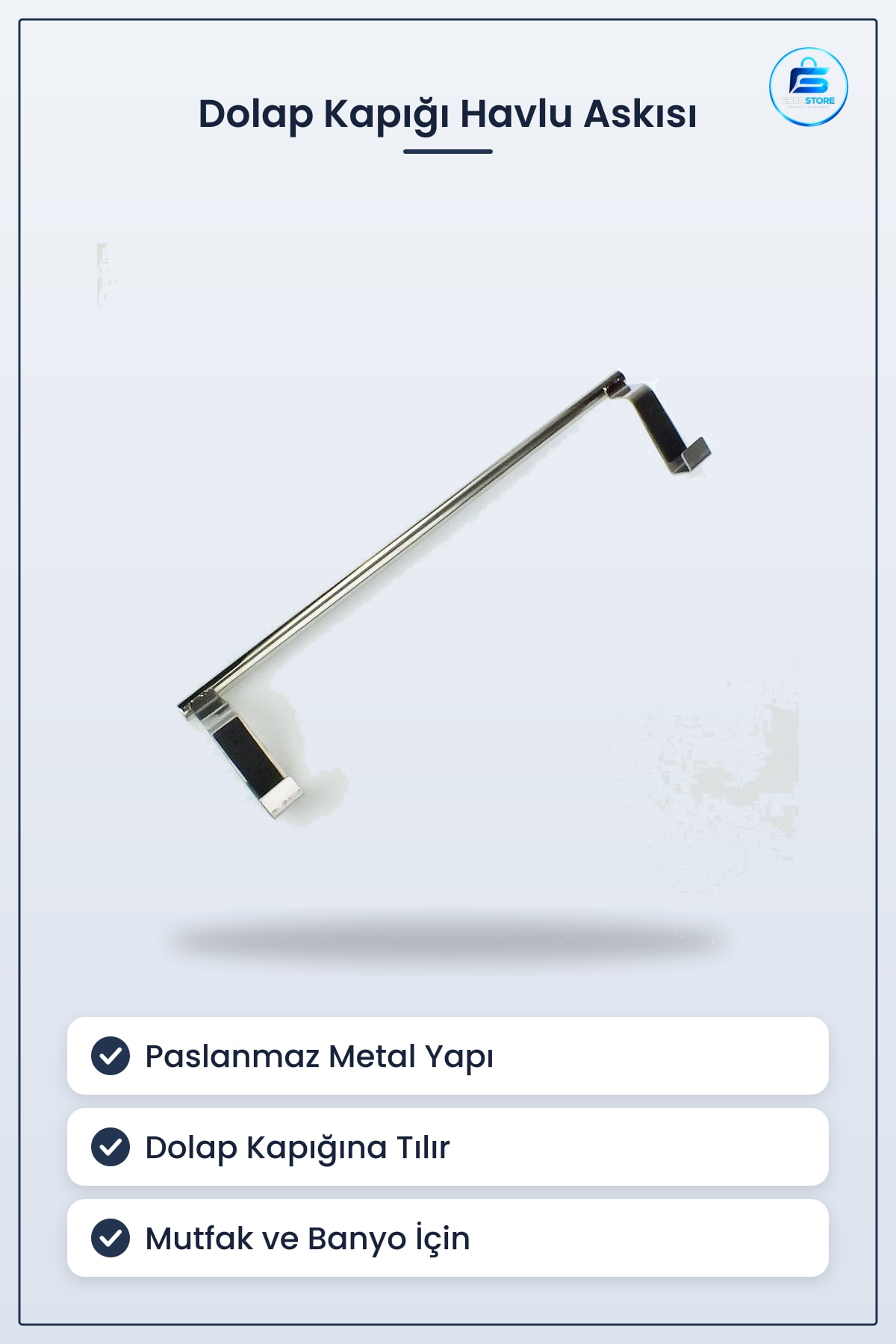 Dolap Kapağı Havlu Askılığı Paslanmaz Metal 33 cm Genişlik 9 En Mutfak ve Banyo Kullanımı