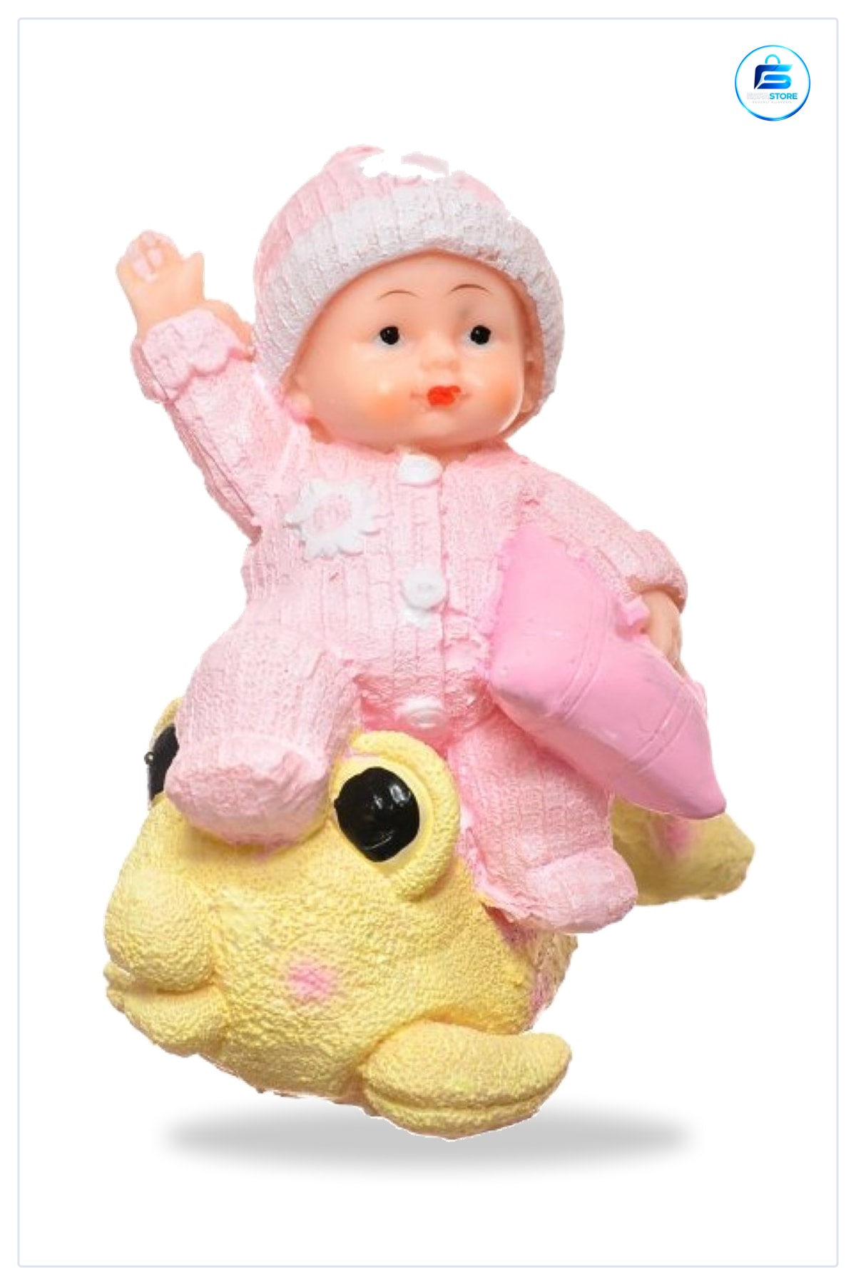 Pembe Bebek Biblo Hediyelik Sevimli Polyester Süs Eşyası Oturan Figürlü Dekoratif 7,5x12x13 cm