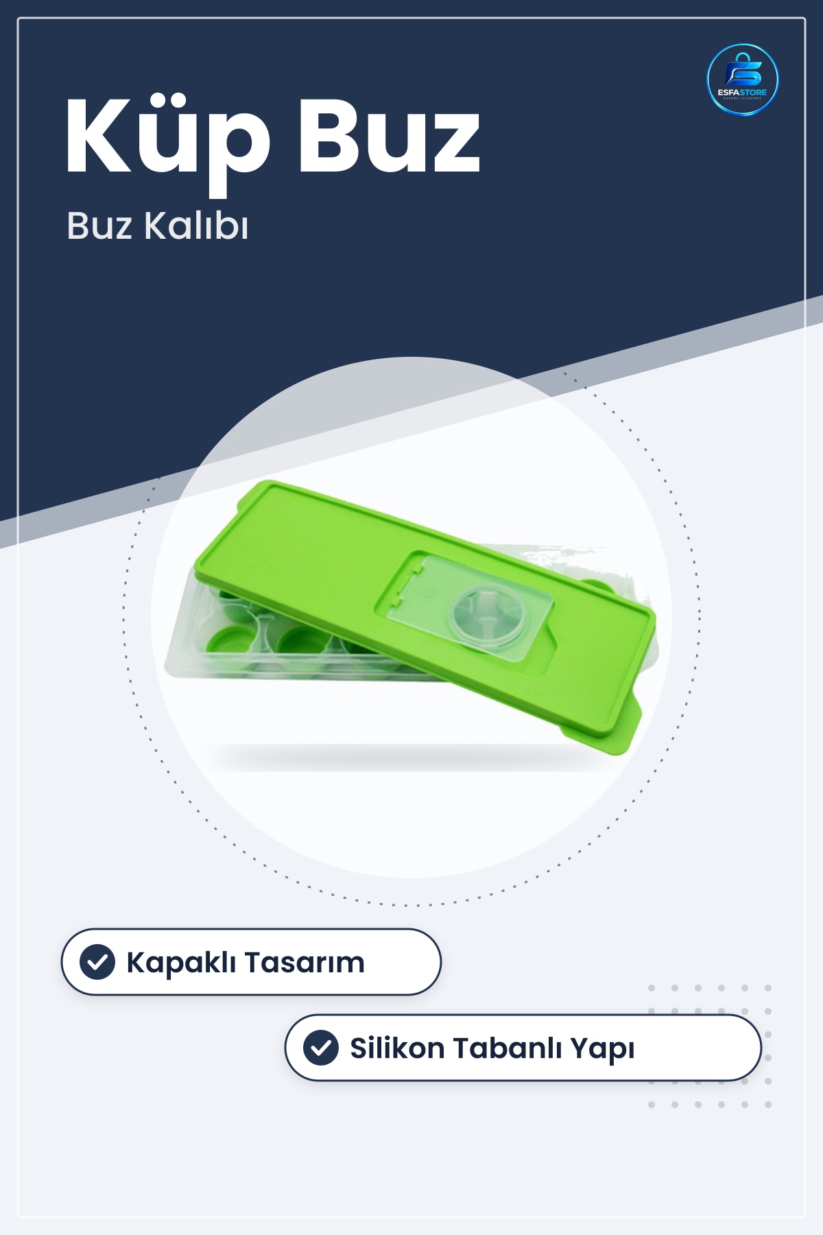 Kapaklı Silikon Tabanlı Plastik Küp Buz Kalıbı Yapışmaz Pratik Ev Mutfağı Hediyelik Dondurucu