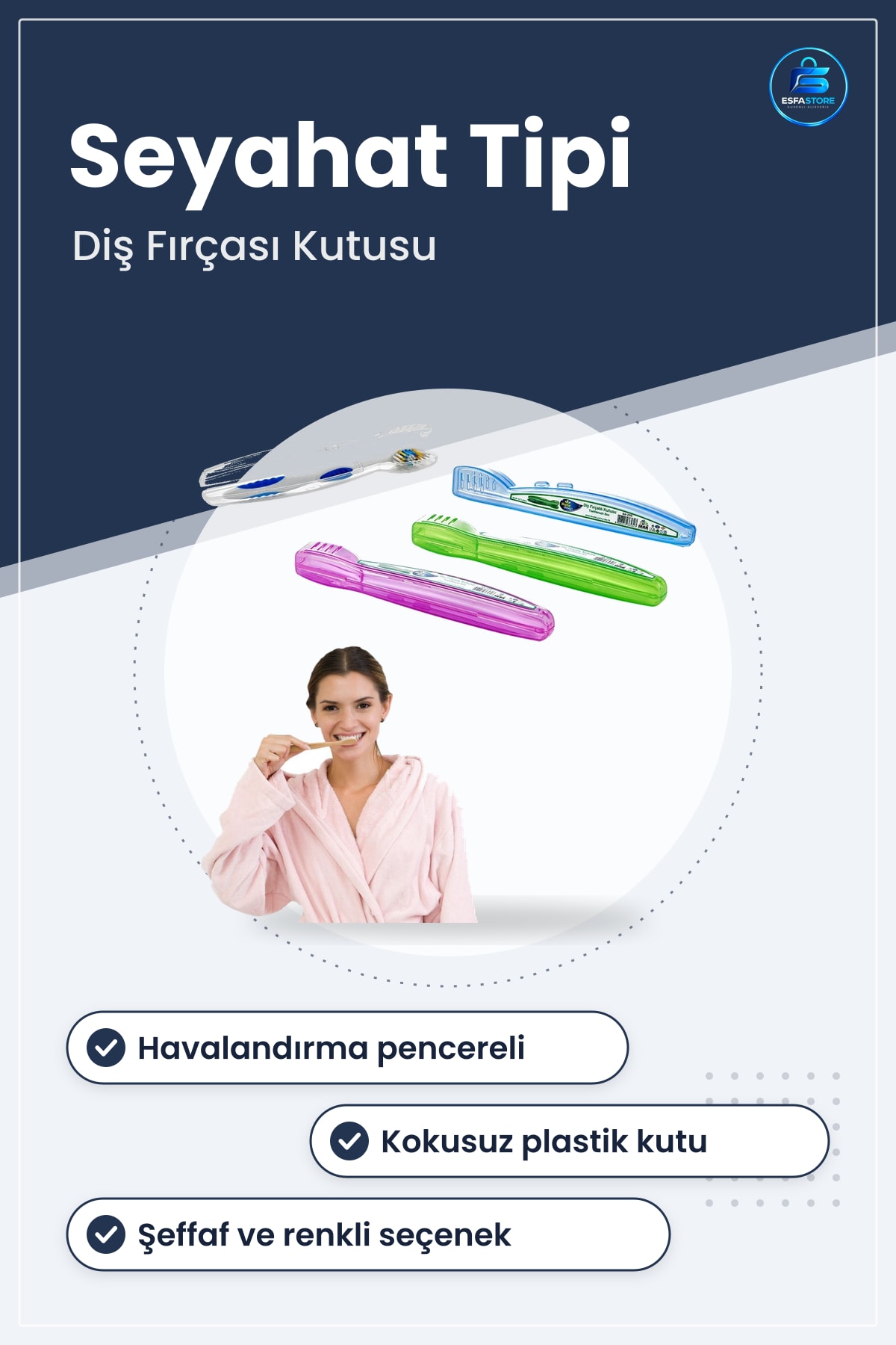 Seyahat Tipi Diş Fırçası Kutusu Hijyenik Taşıma Kabı Havalandırmalı Kokusuz Plastik Koruyucu Kılıf