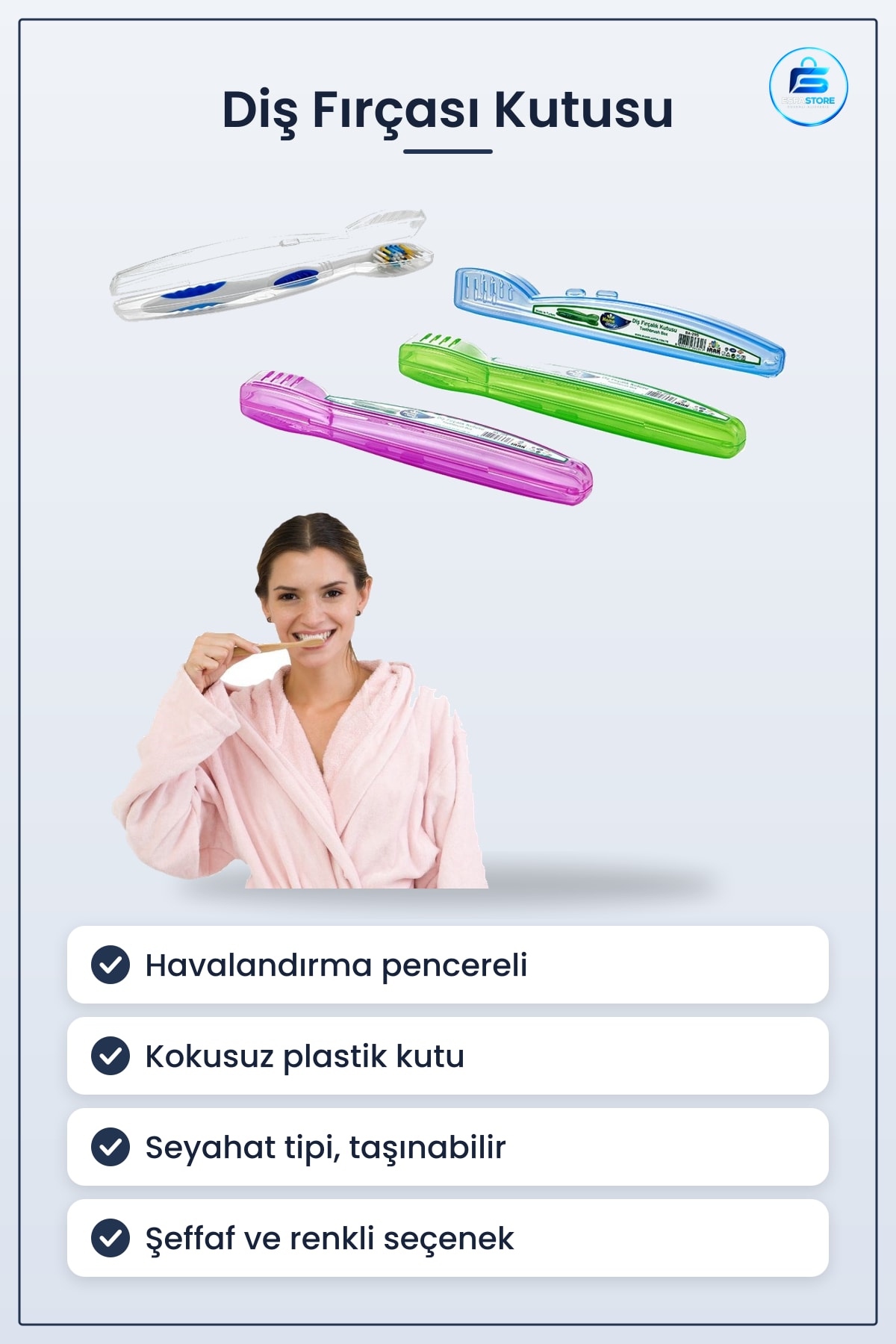 Seyahat Tipi Diş Fırçası Kutusu Hijyenik Taşıma Kabı Havalandırmalı Kokusuz Plastik Koruyucu Kılıf