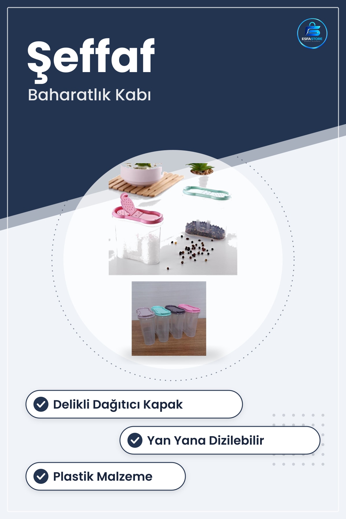 Baharat Saklama Kabı Plastik Kapaklı Májör Baharatlık Şeffaf Kutu Dağıtıcı Lüks Tasarım