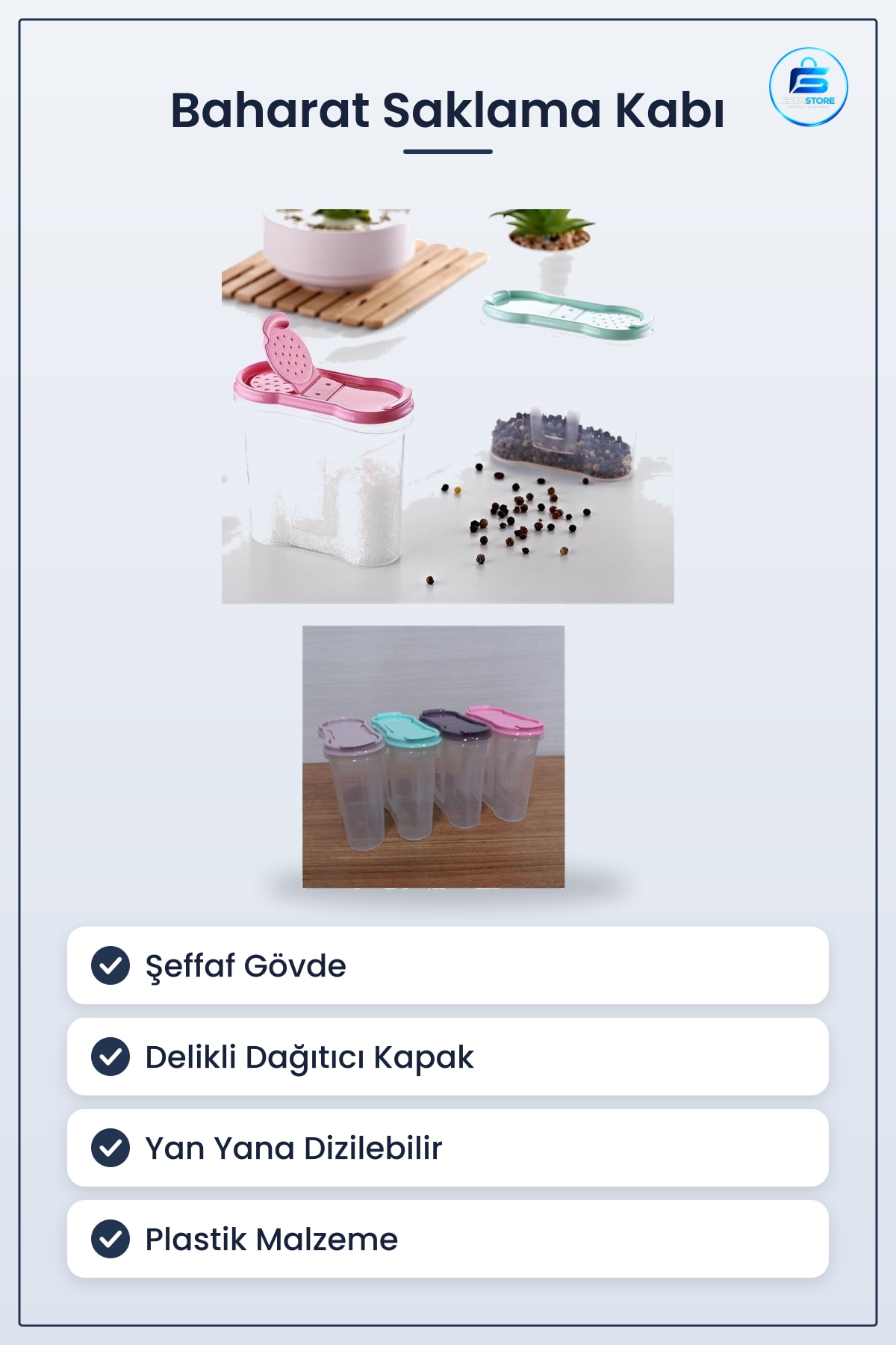 Baharat Saklama Kabı Plastik Kapaklı Májör Baharatlık Şeffaf Kutu Dağıtıcı Lüks Tasarım