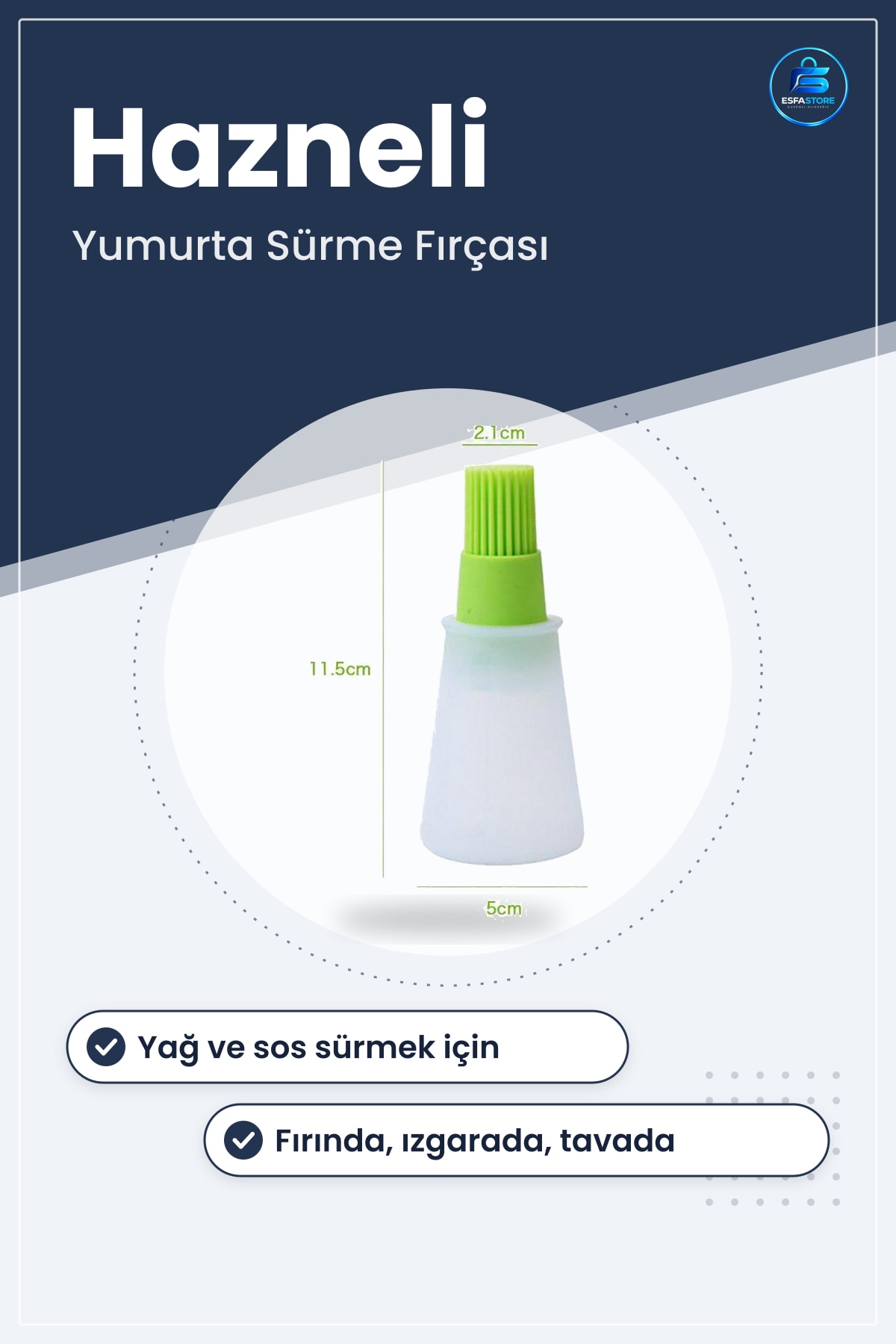 Hazneli Yağlama ve Soslama Fırçası Yumurta Sürme Yumuşacık Silikon Kıllı Pratik Mutfak Aracı