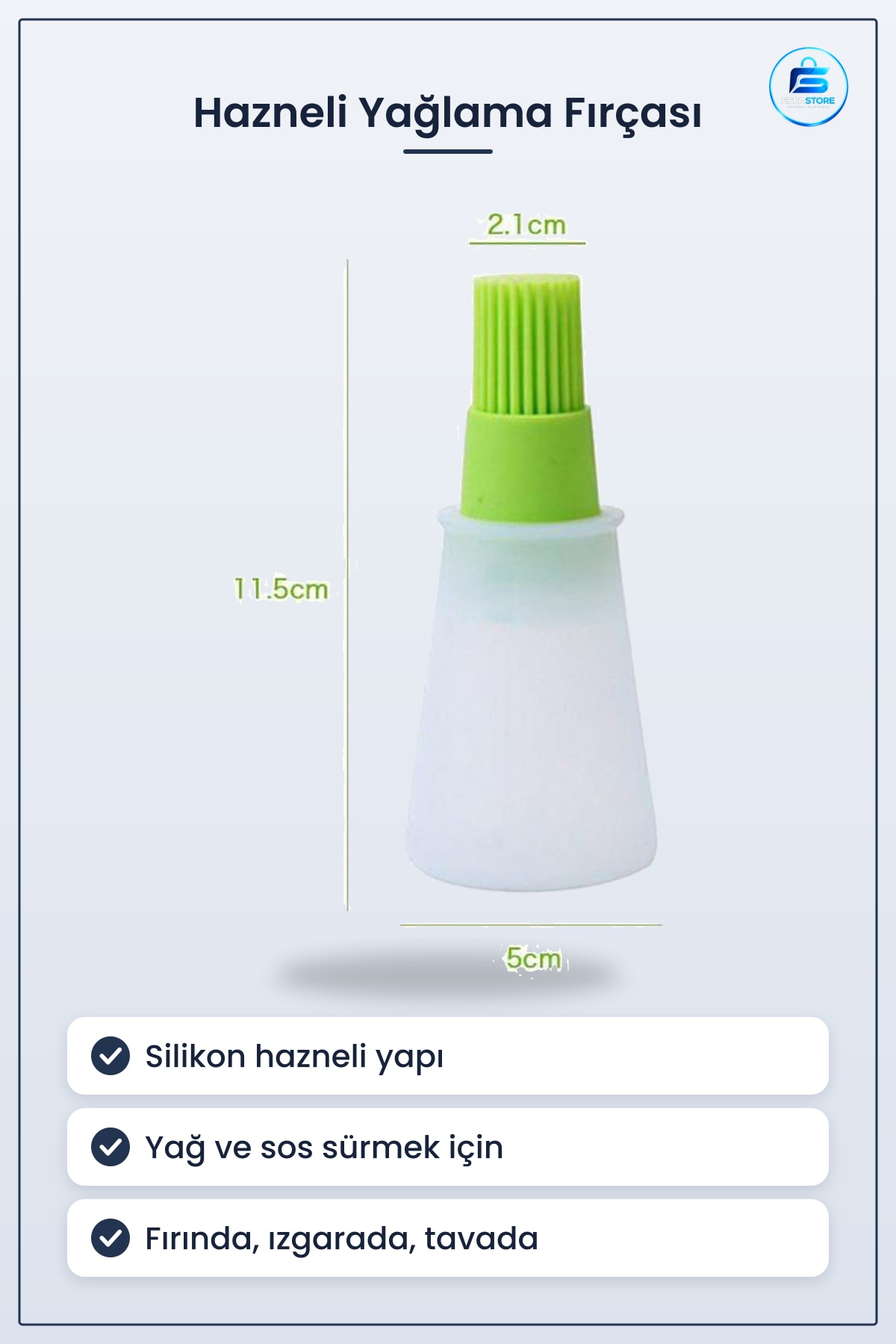 Hazneli Yağlama ve Soslama Fırçası Yumurta Sürme Yumuşacık Silikon Kıllı Pratik Mutfak Aracı
