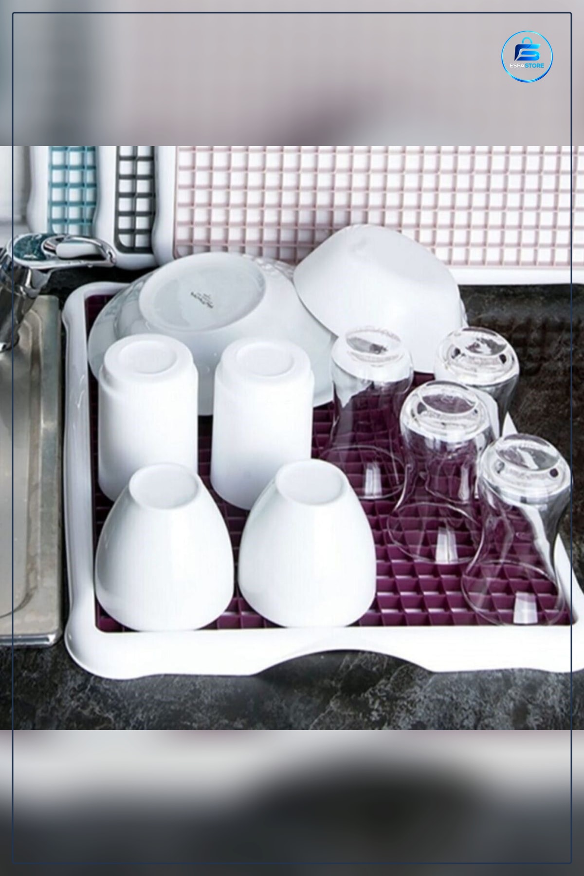 Bulaşık Kurutmalığı Lavabo Tezgah Üstü Süzmatik Pratik Kurutma Izgarası 22x40 cm Plastik