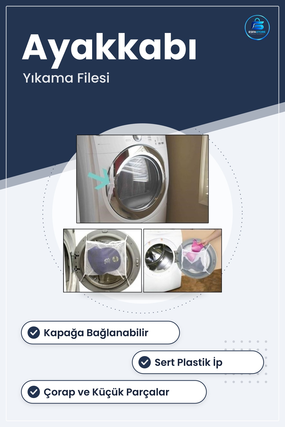 Ayakkabı Yıkama Filesi Kapağa Bağlamalı 30 cm x 20 Makine İçi Çorap Hassas Çamaşır Koruyucu