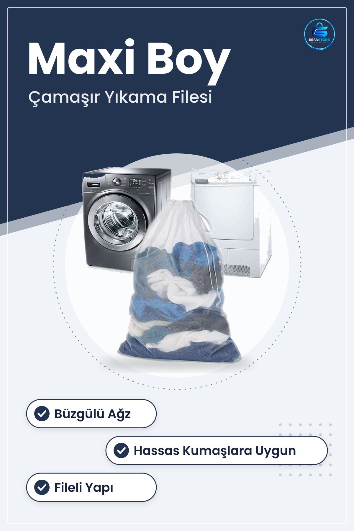 Çamaşır Yıkama Filesi Maxi 40x60 cm Büyük Boy Kirli Torba Hassas Kumaş Dayanıklı