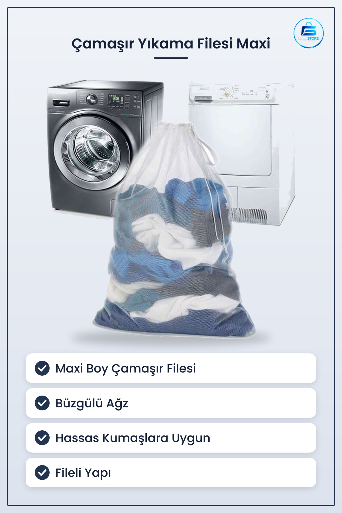 Çamaşır Yıkama Filesi Maxi 40x60 cm Büyük Boy Kirli Torba Hassas Kumaş Dayanıklı