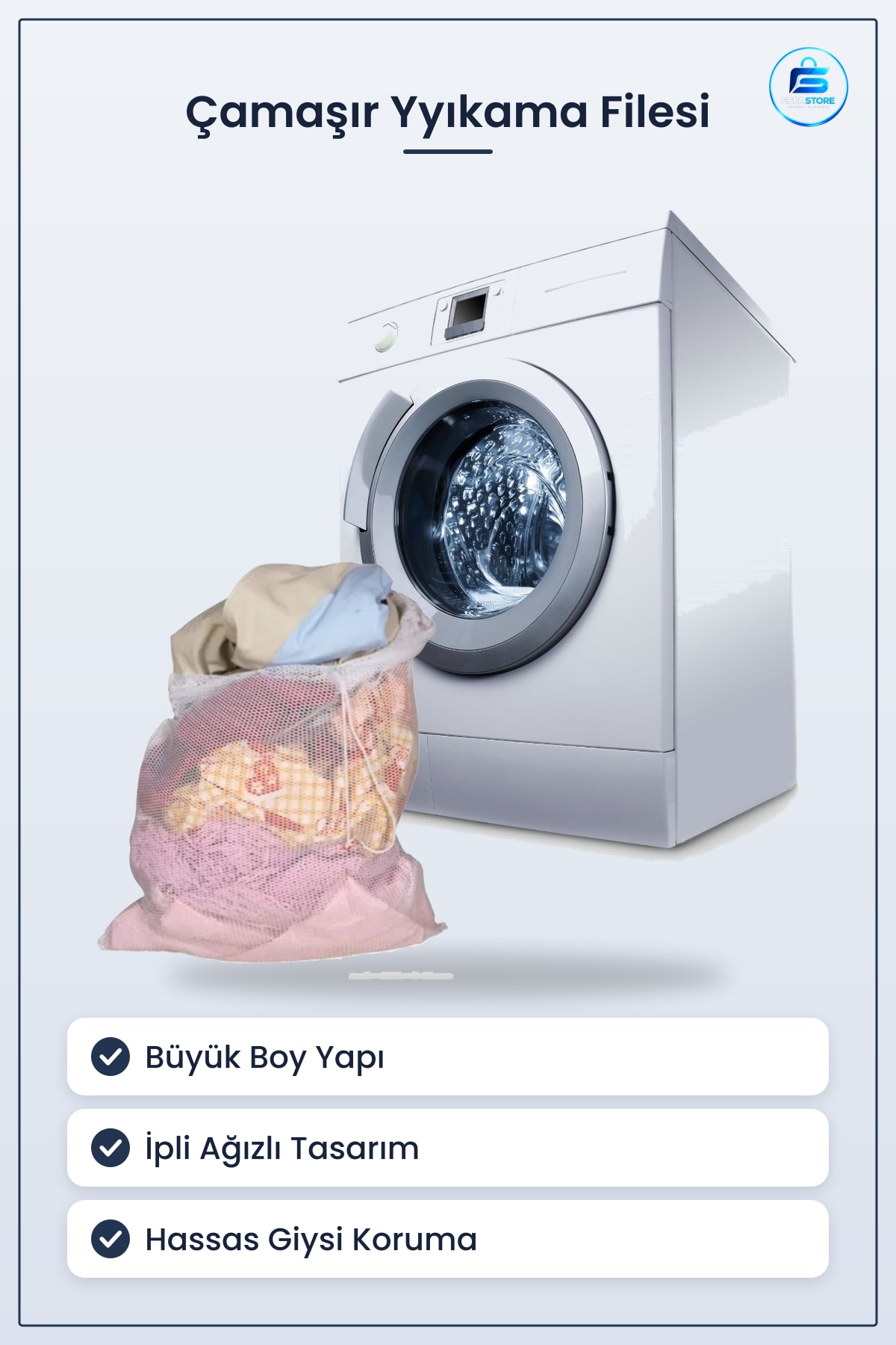 Çamaşır Yıkama Filesi Perde Tül Güneşlik Hassas Giysi Koruyucu Büyük Boy İpli Pratik Kullanım