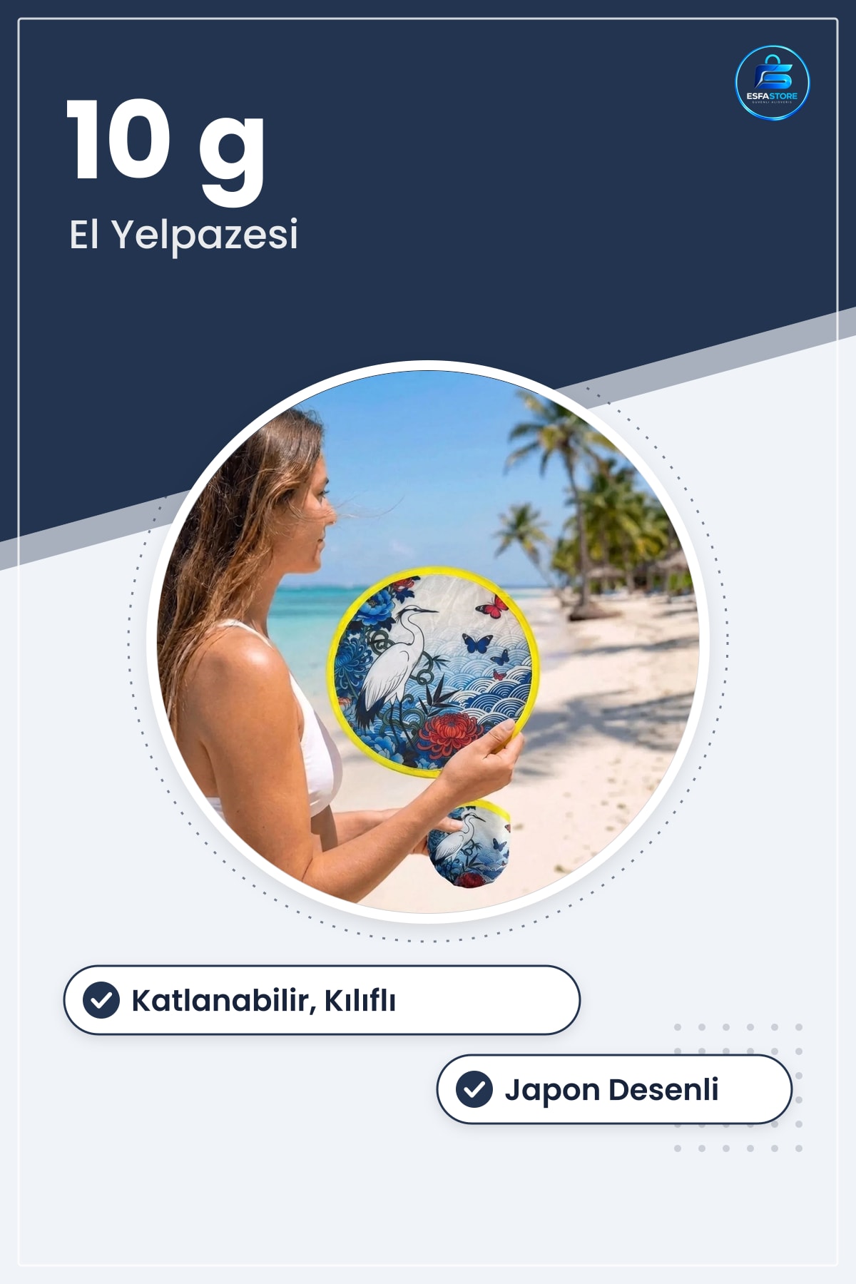 El Yelpazesi Katlanabilir Japon Desenli Kılıflı Kuş Kelebek Motifli Otomatik Açılır Kapanır Pratik