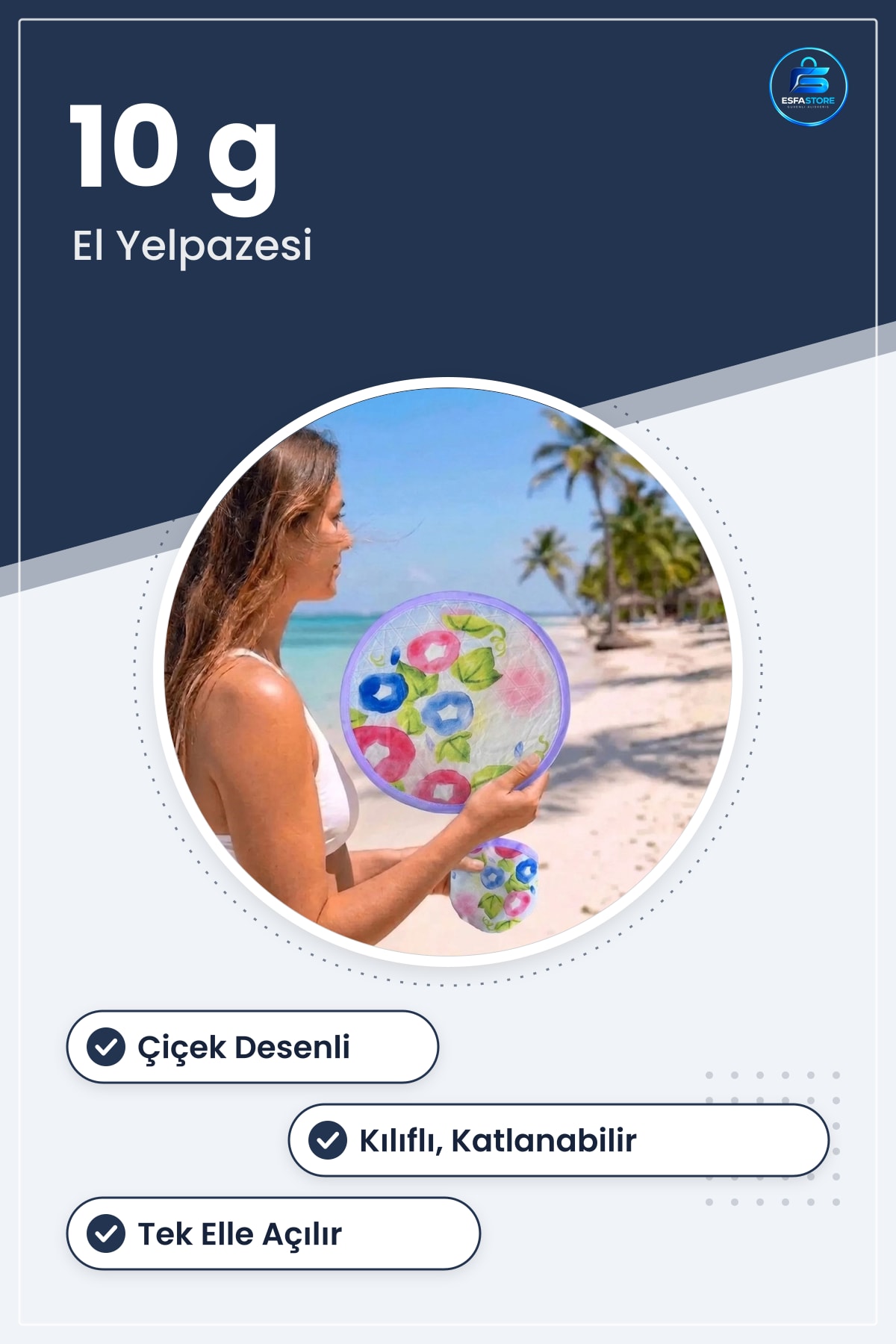 Katlanabilir El Yelpazesi Sulu Boya Çiçek Desenli Kılıflı Açılıp Kapanan Romantik Hediyelik Pratik