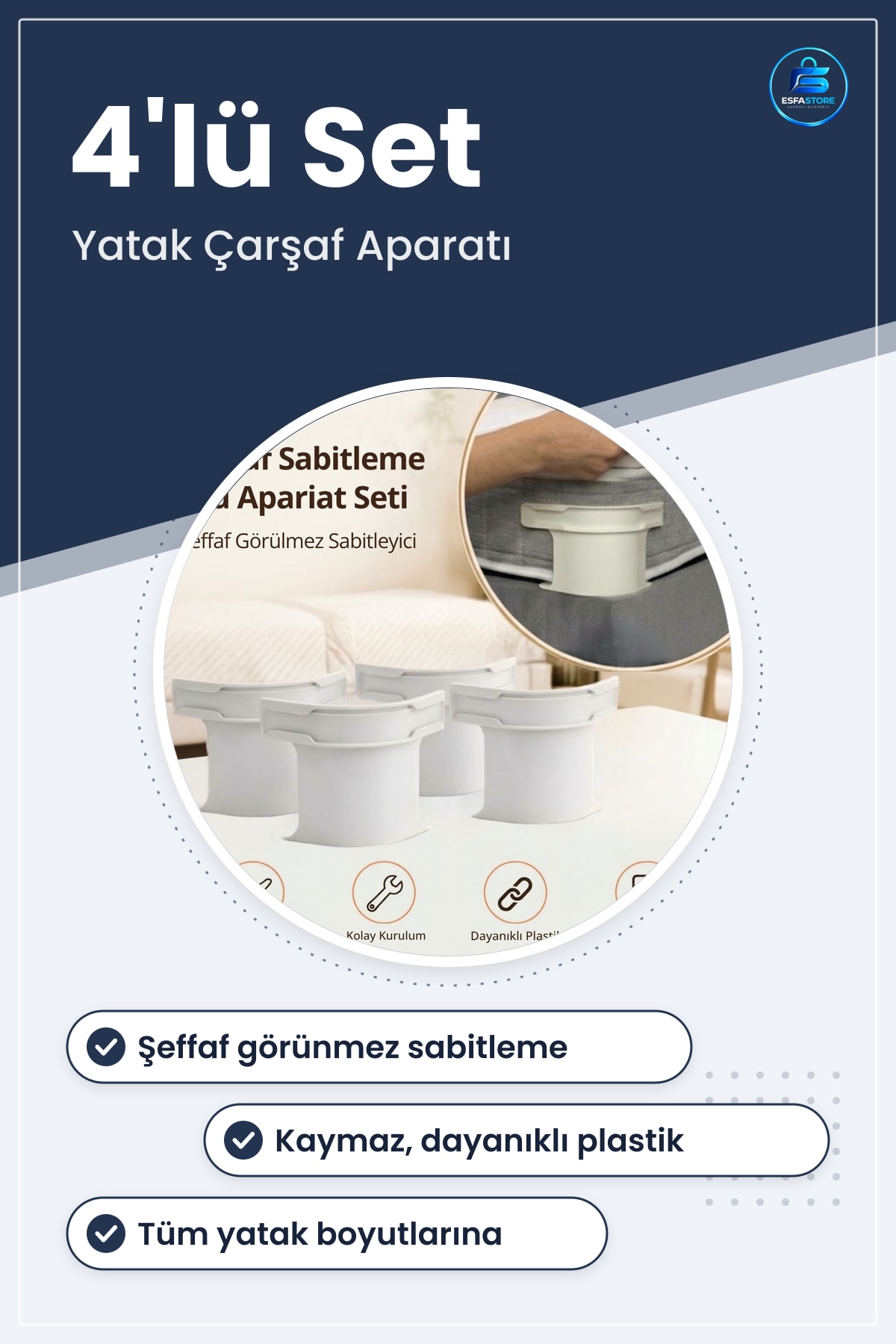 Çarşaf Sabitleyici Kaydırmaz Yatak Aparatı Köşe Kilitleyici Şeffaf Pratik Hediyelik Ev Kullanımı